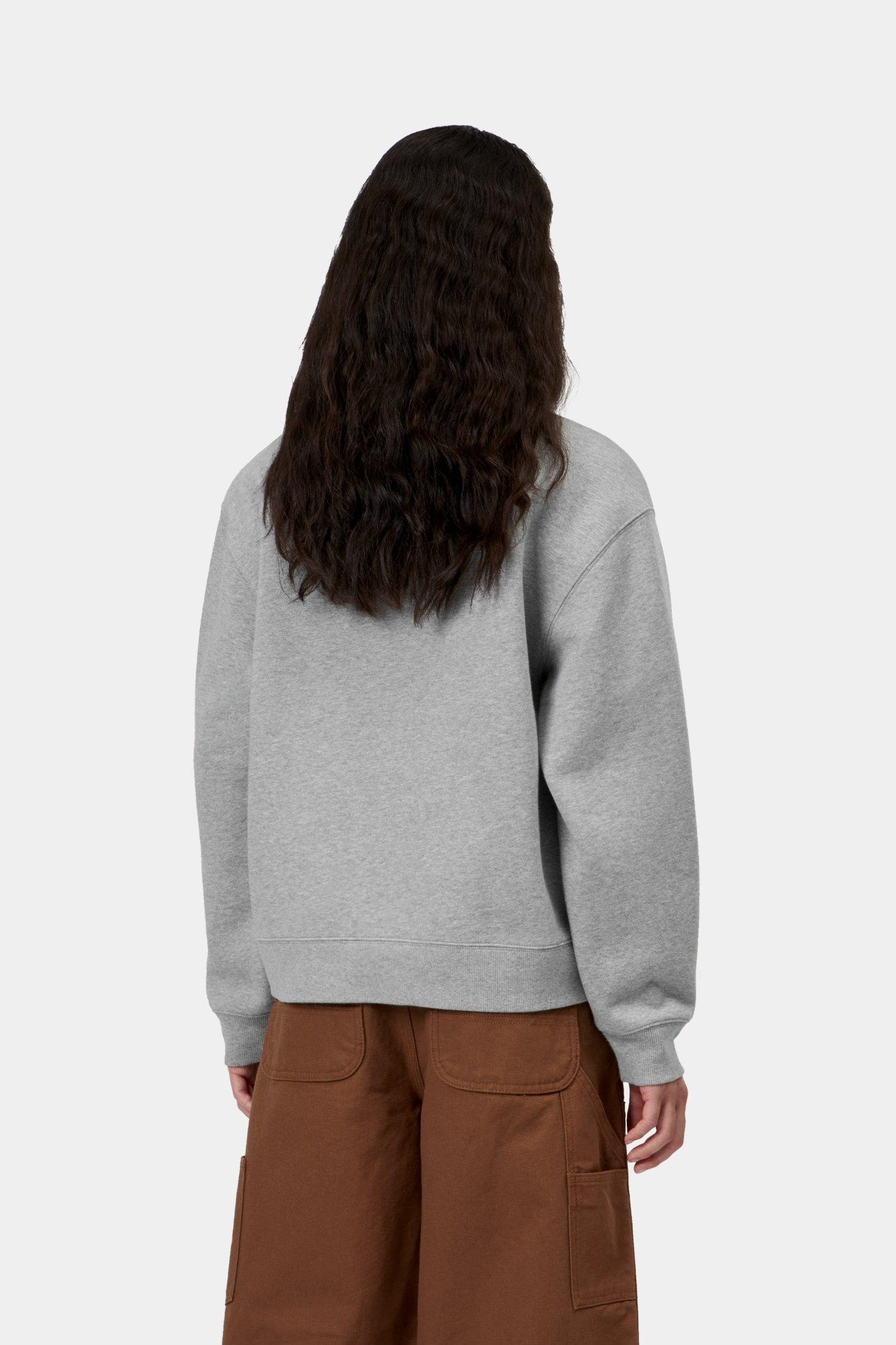 W' Small Heart Patch Sweatshirt - Grey Heather / Black 3