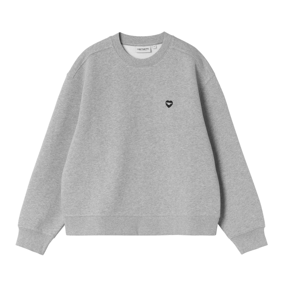 W' Small Heart Patch Sweatshirt - Grey Heather / Black
