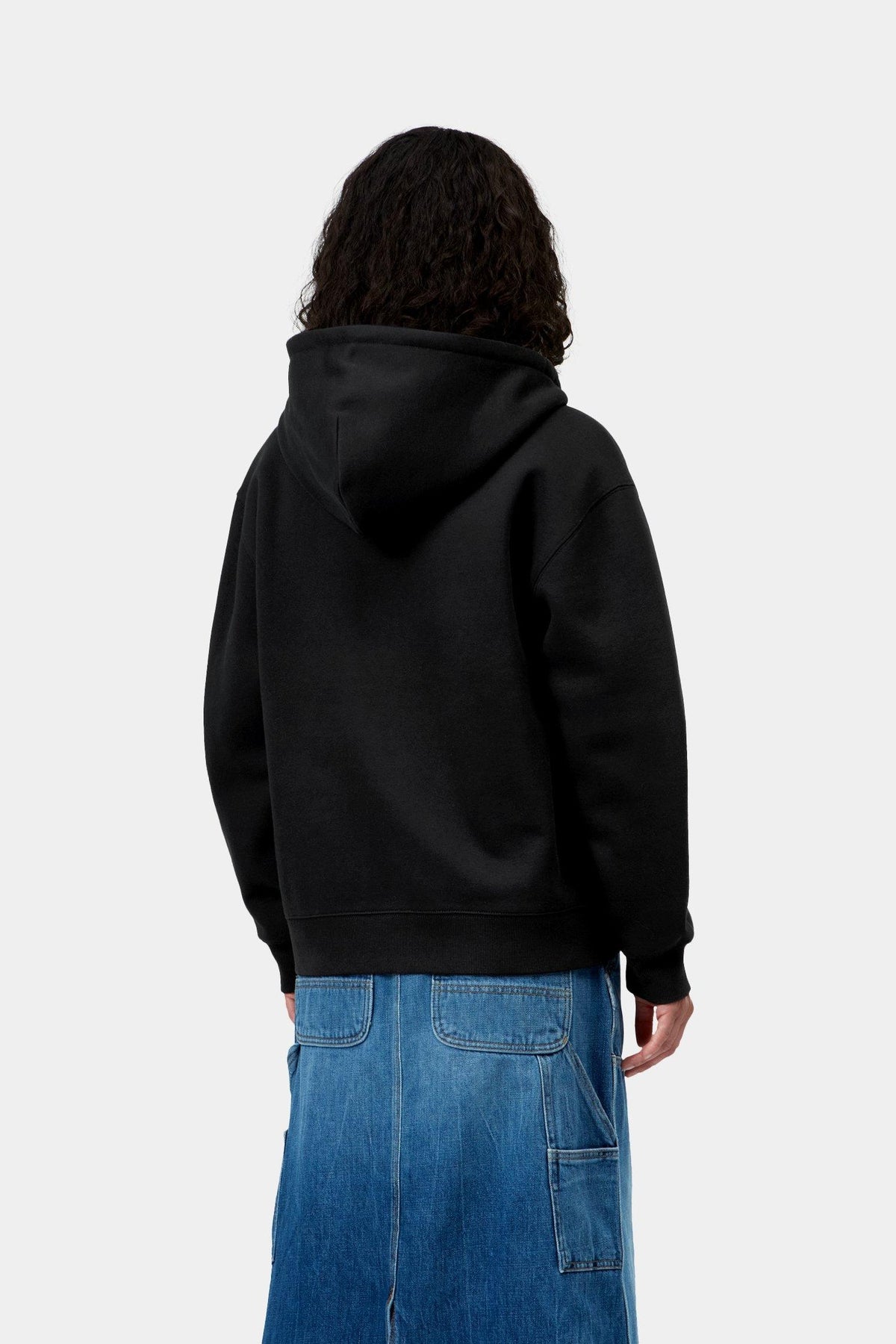 W' Hooded Small Heart Patch Jacket - Black / Black