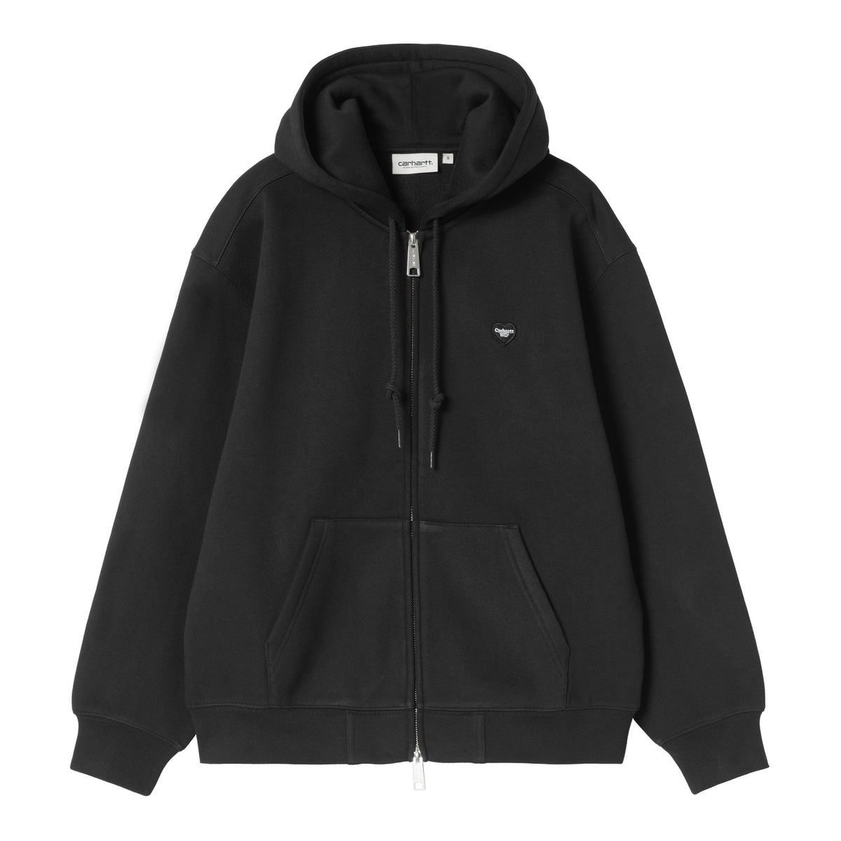 W' Hooded Small Heart Patch Jacket - Black / Black