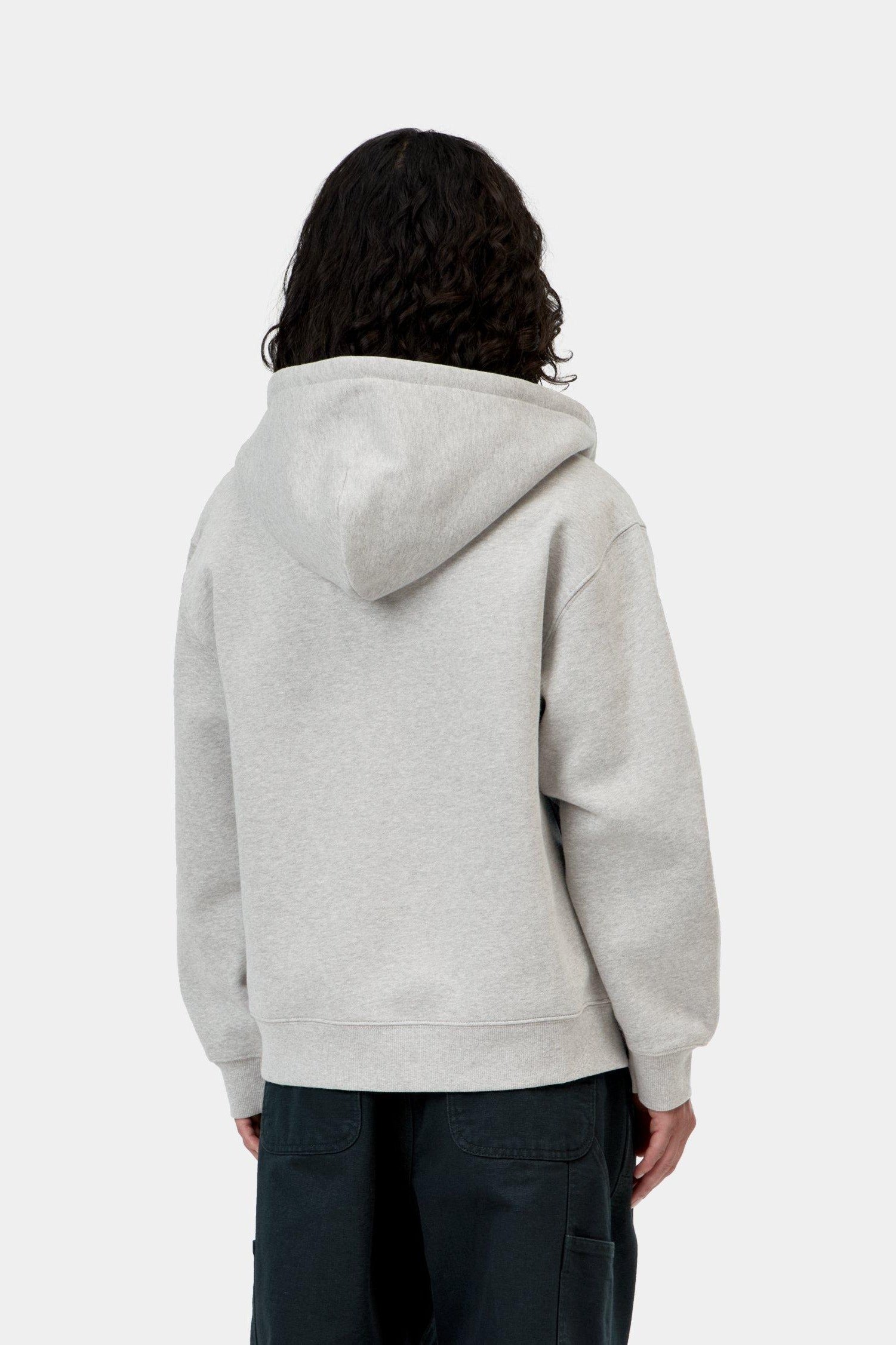 W' Hooded Small Heart Patch Jacket - Grey Heather / Black 3