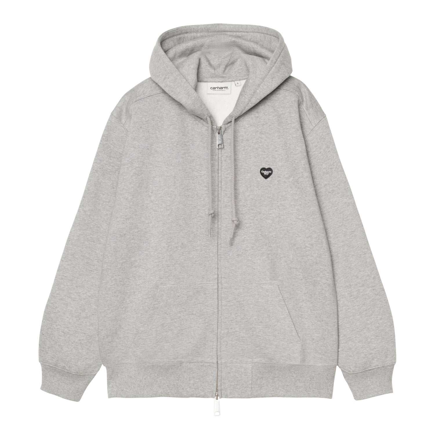 W' Hooded Small Heart Patch Jacket - Grey Heather / Black 1