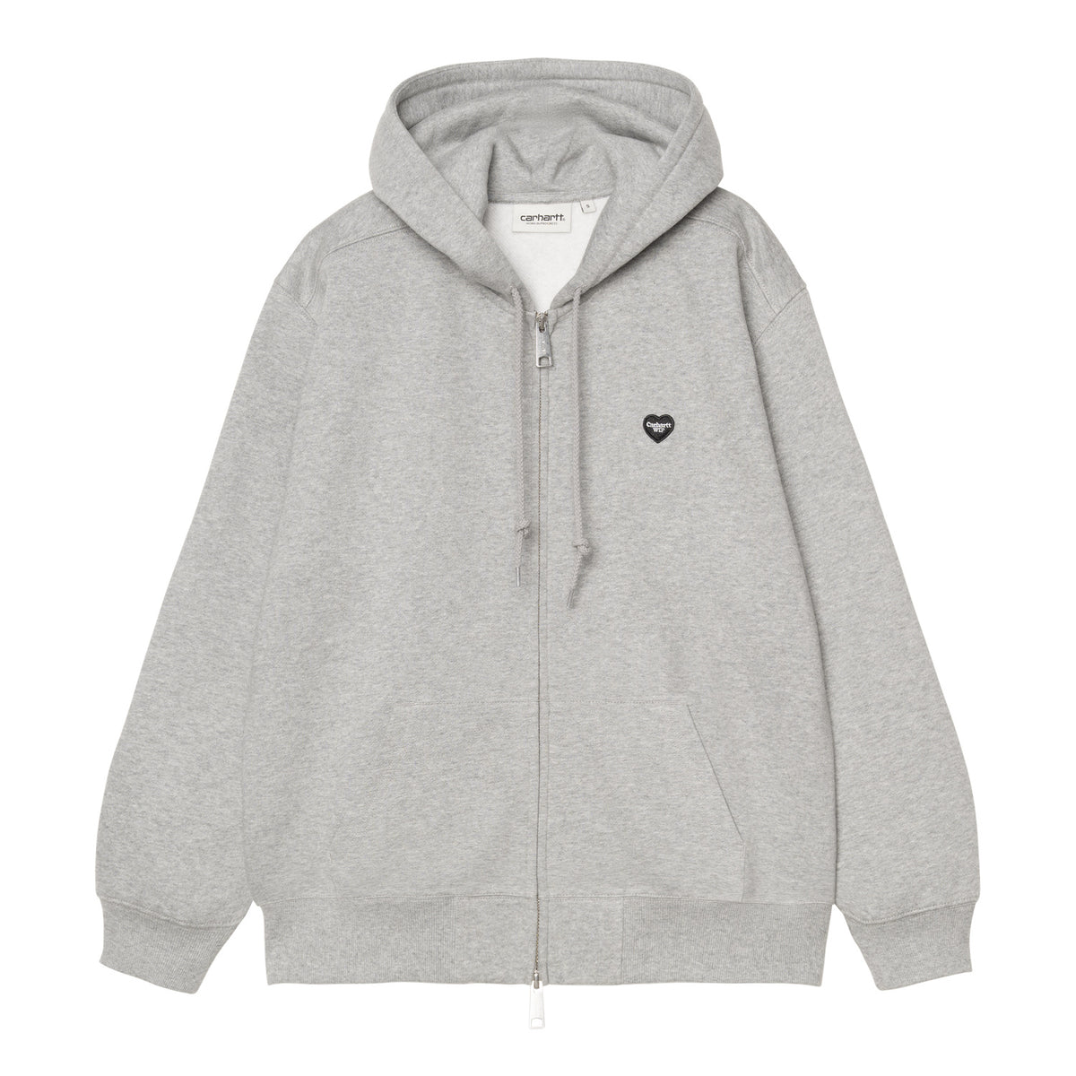 W' Hooded Small Heart Patch Jacket - Grey Heather / Black