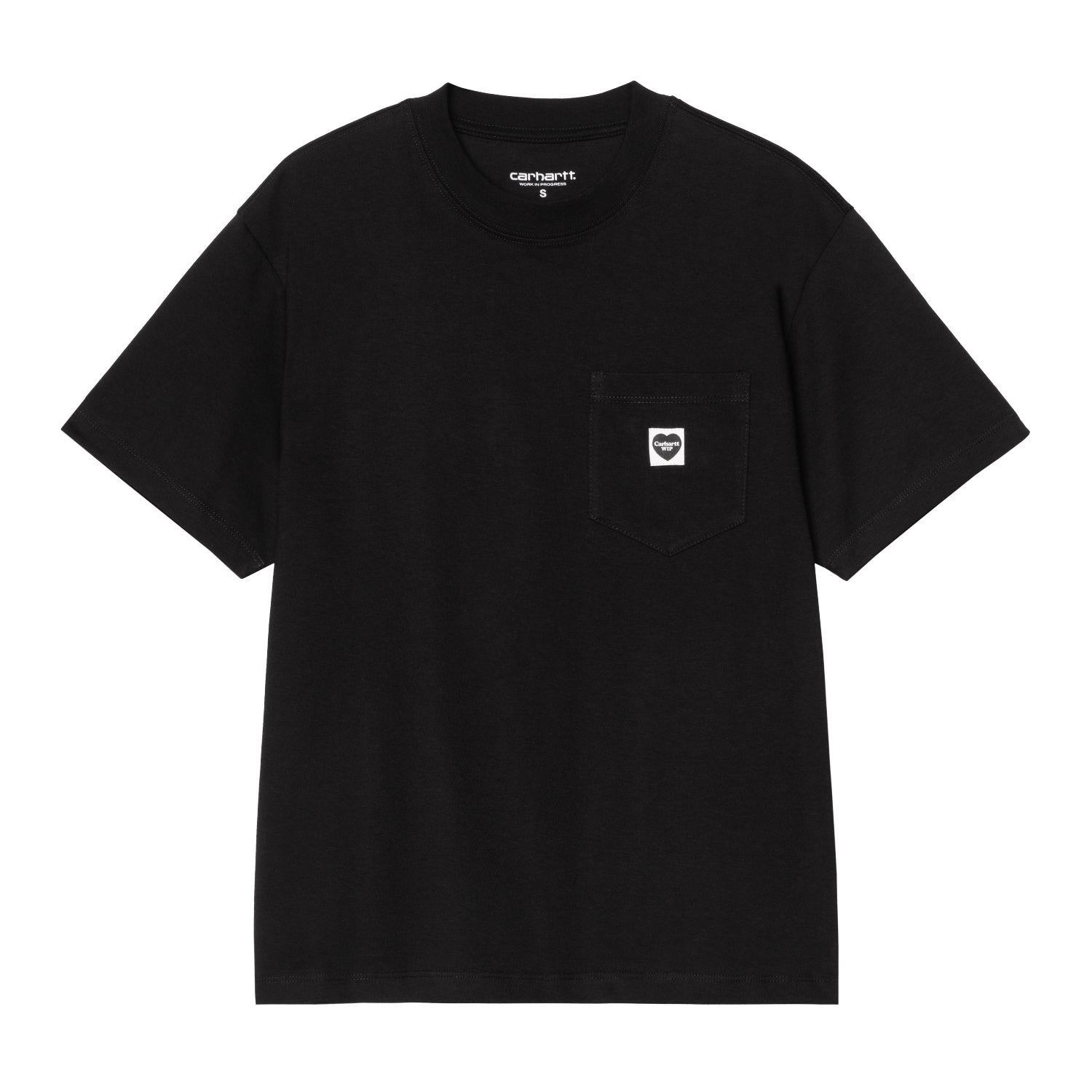 W' S/S Pocket Small Heart T-Shirt - Black / Black