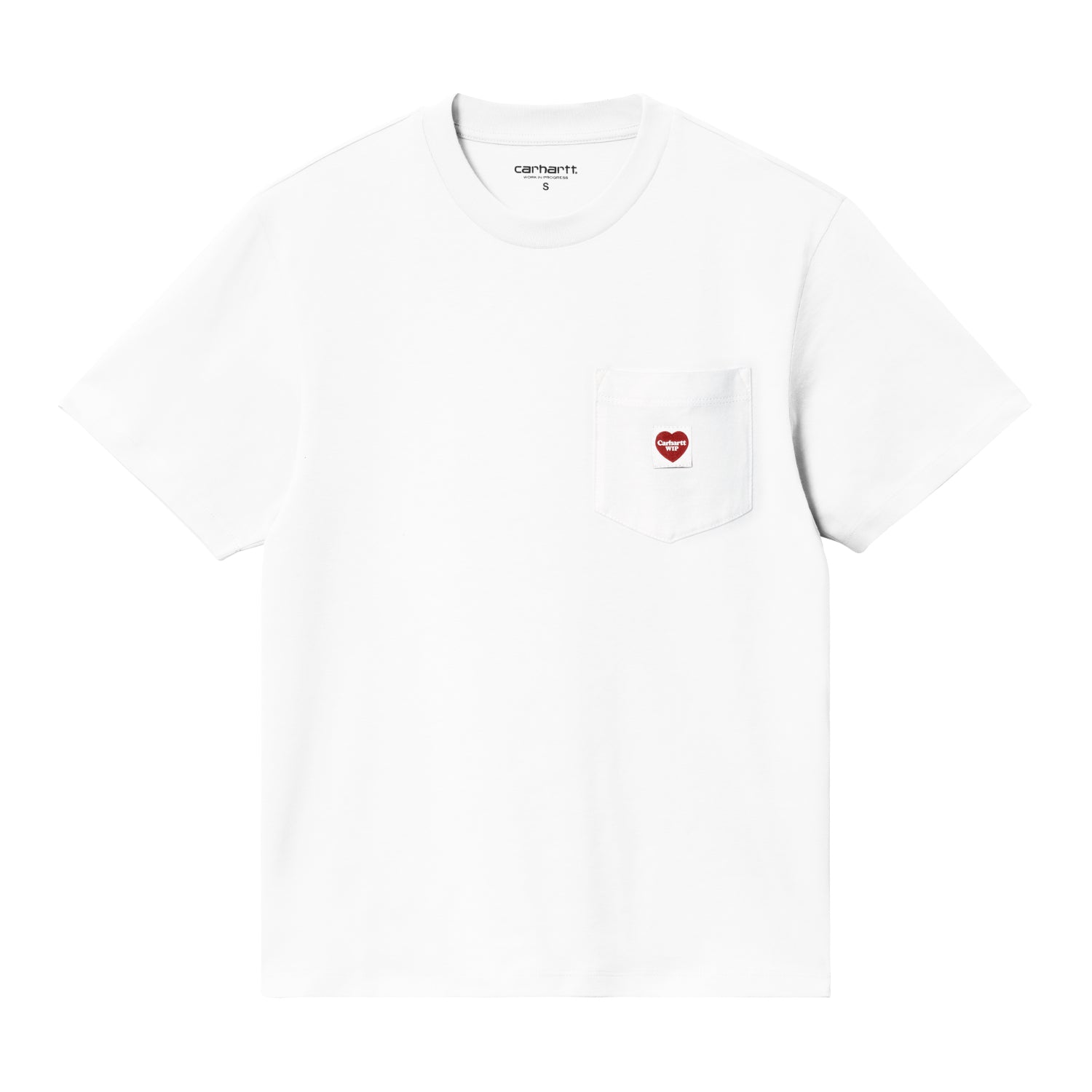 W' S/S Pocket Small Heart T-Shirt - White / Red