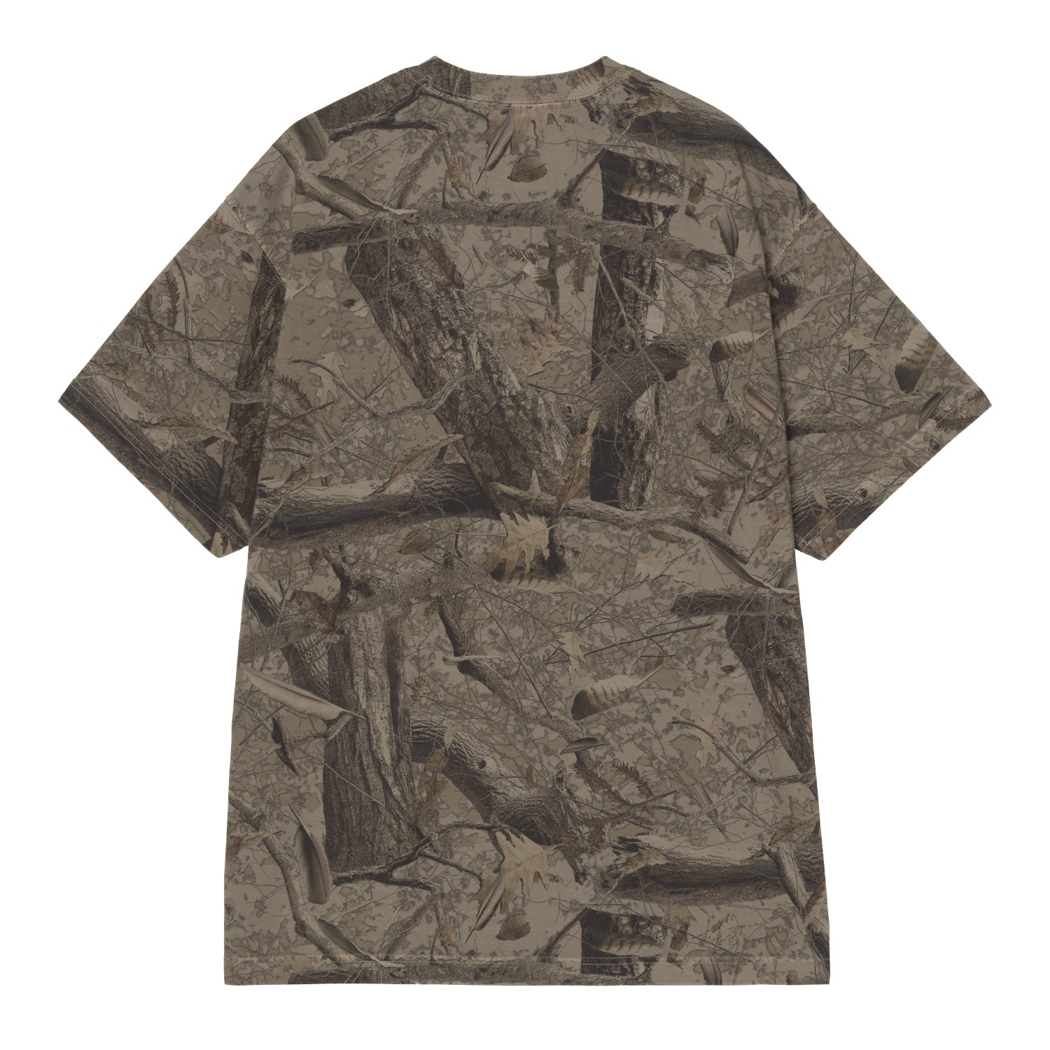 S/S Feather Tree T-Shirt - Camo Feather Tree, Khaki / Shungite, Garment dyed 5