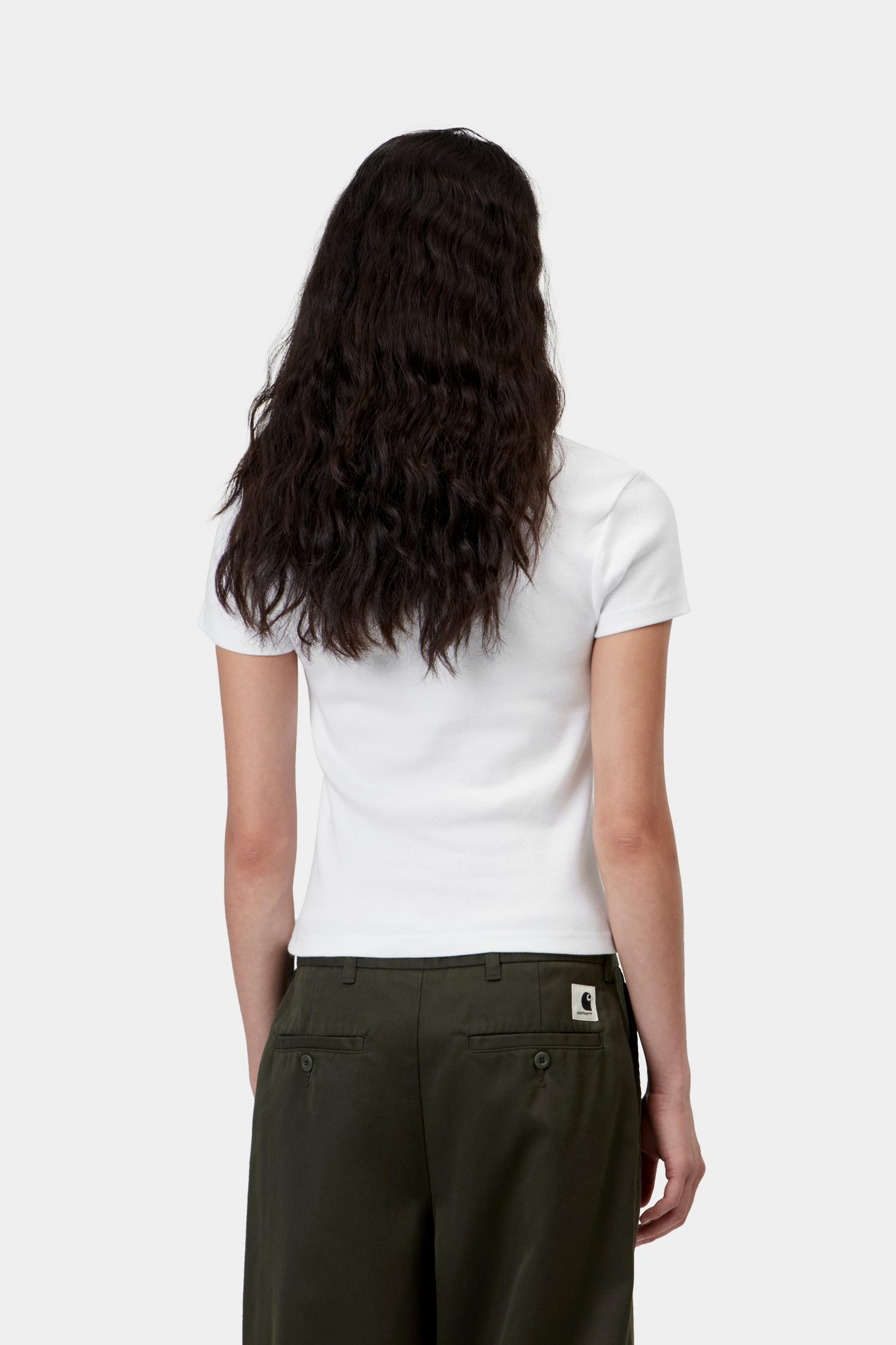 W' S/S Small Heart Patch T-Shirt - White / Black