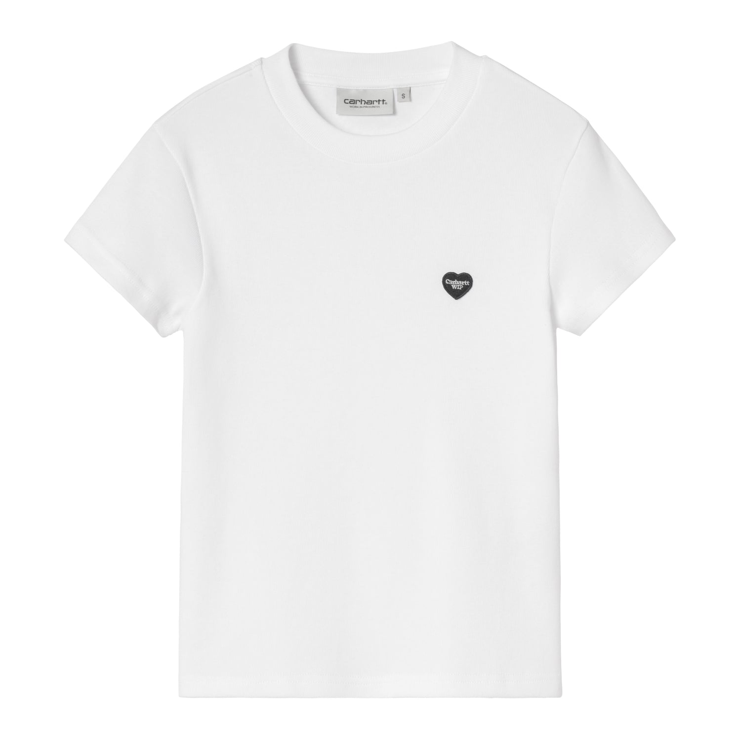 W' S/S Small Heart Patch T-Shirt - White / Black