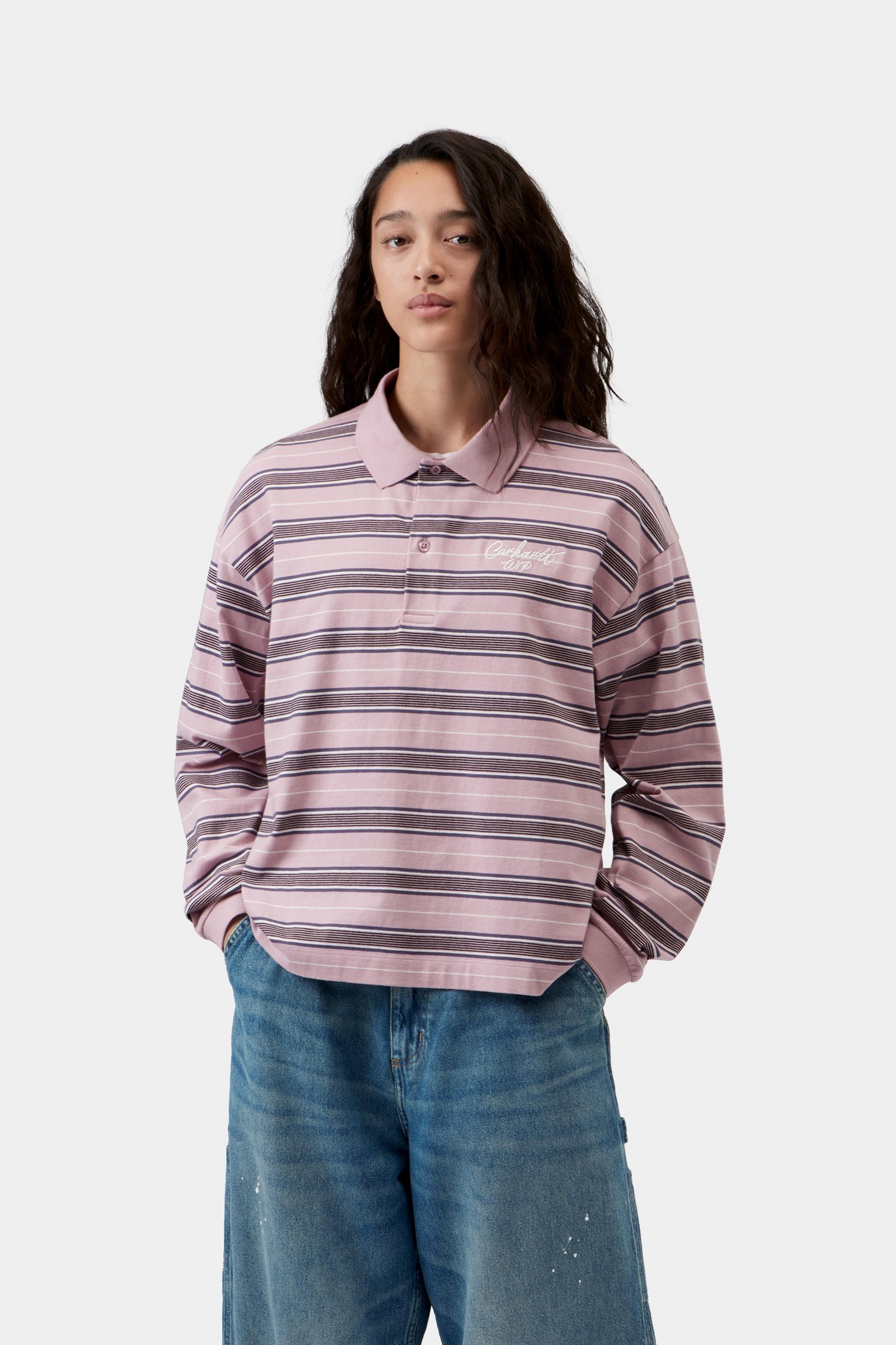 W' L/S Bronson Polo - Bronson Stripe, Hortensia