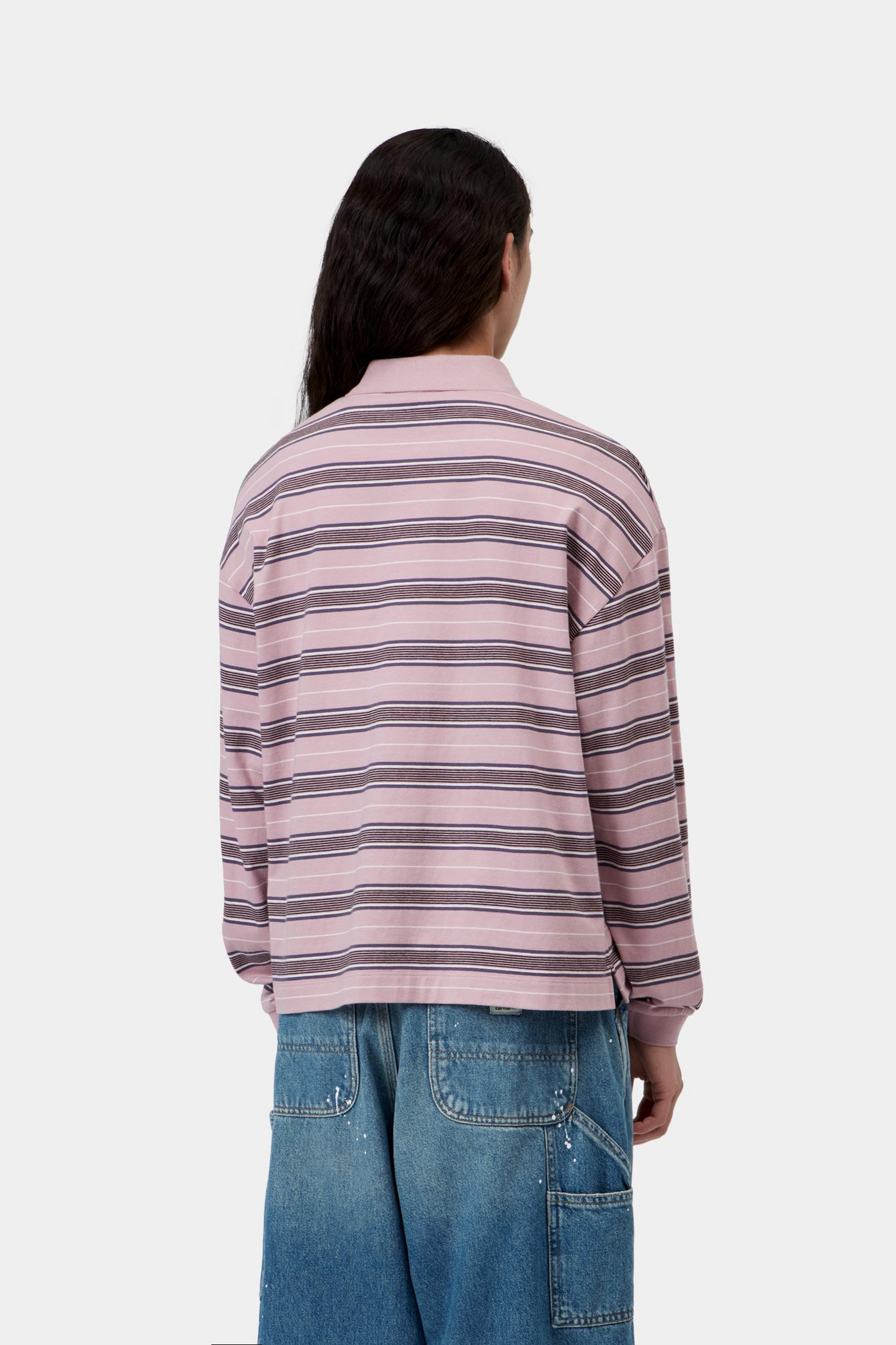 W' L/S Bronson Polo - Bronson Stripe, Hortensia