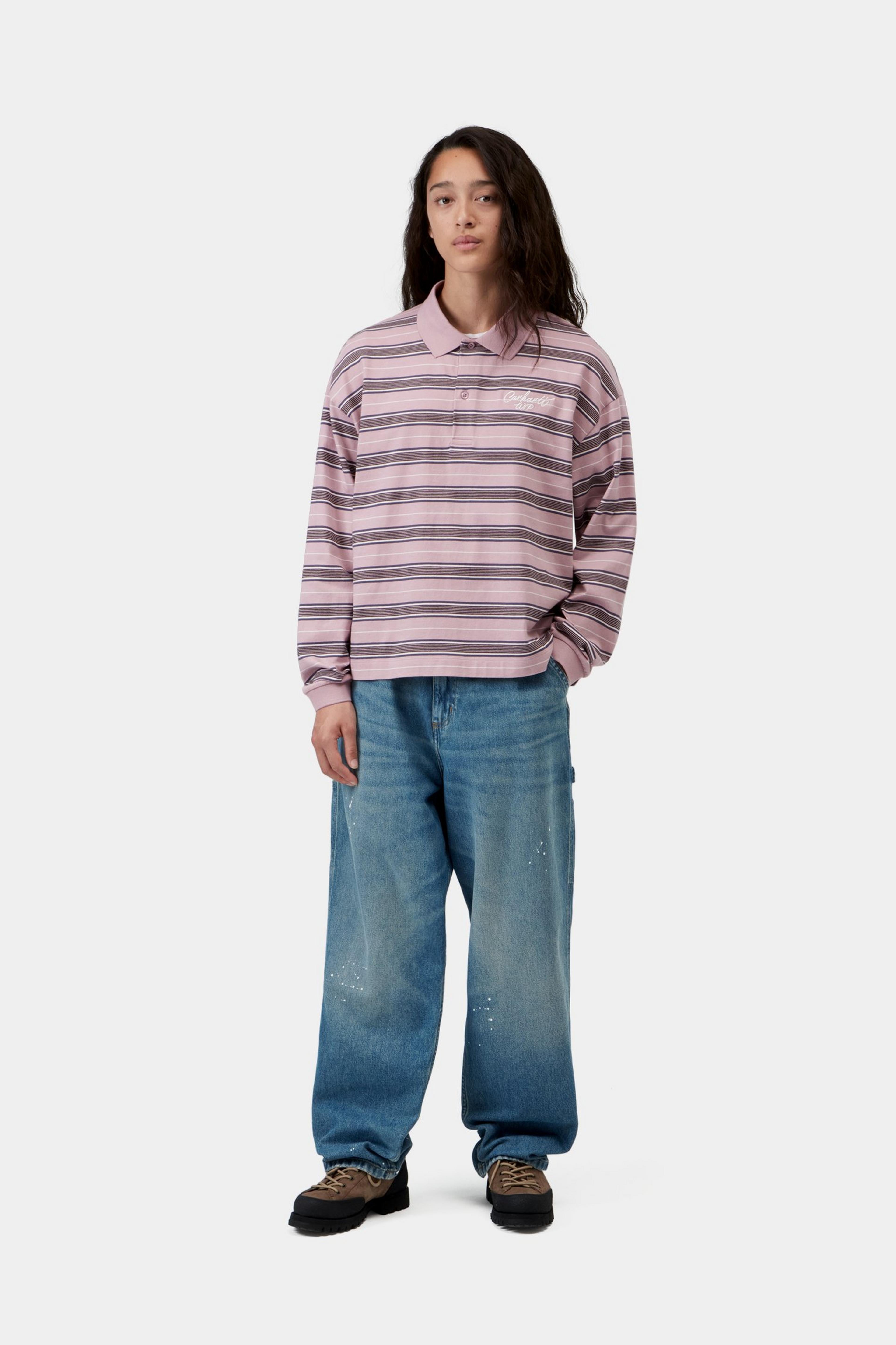 W' L/S Bronson Polo - Bronson Stripe, Hortensia