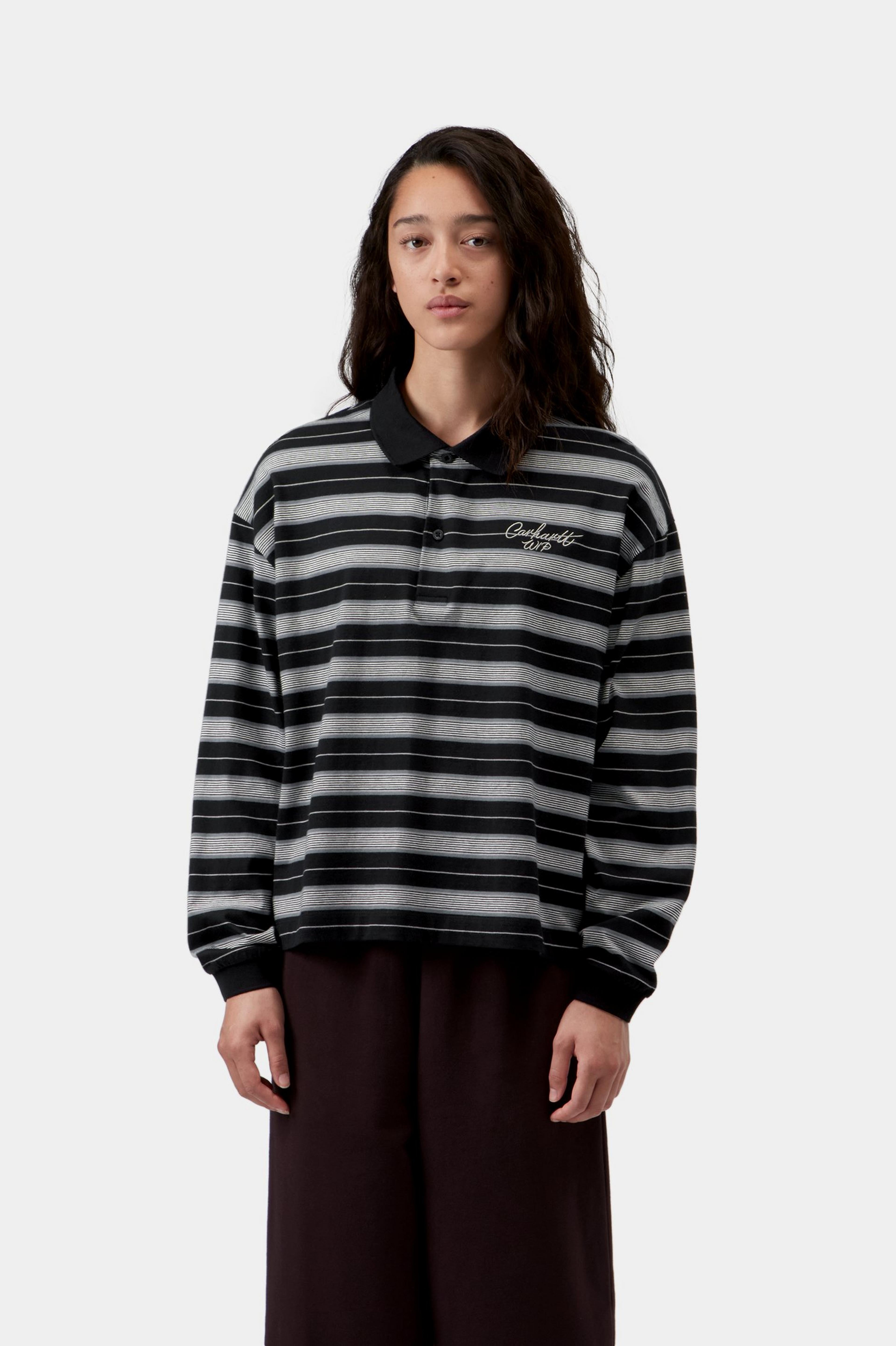 W' L/S Bronson Polo - Bronson Stripe, Black