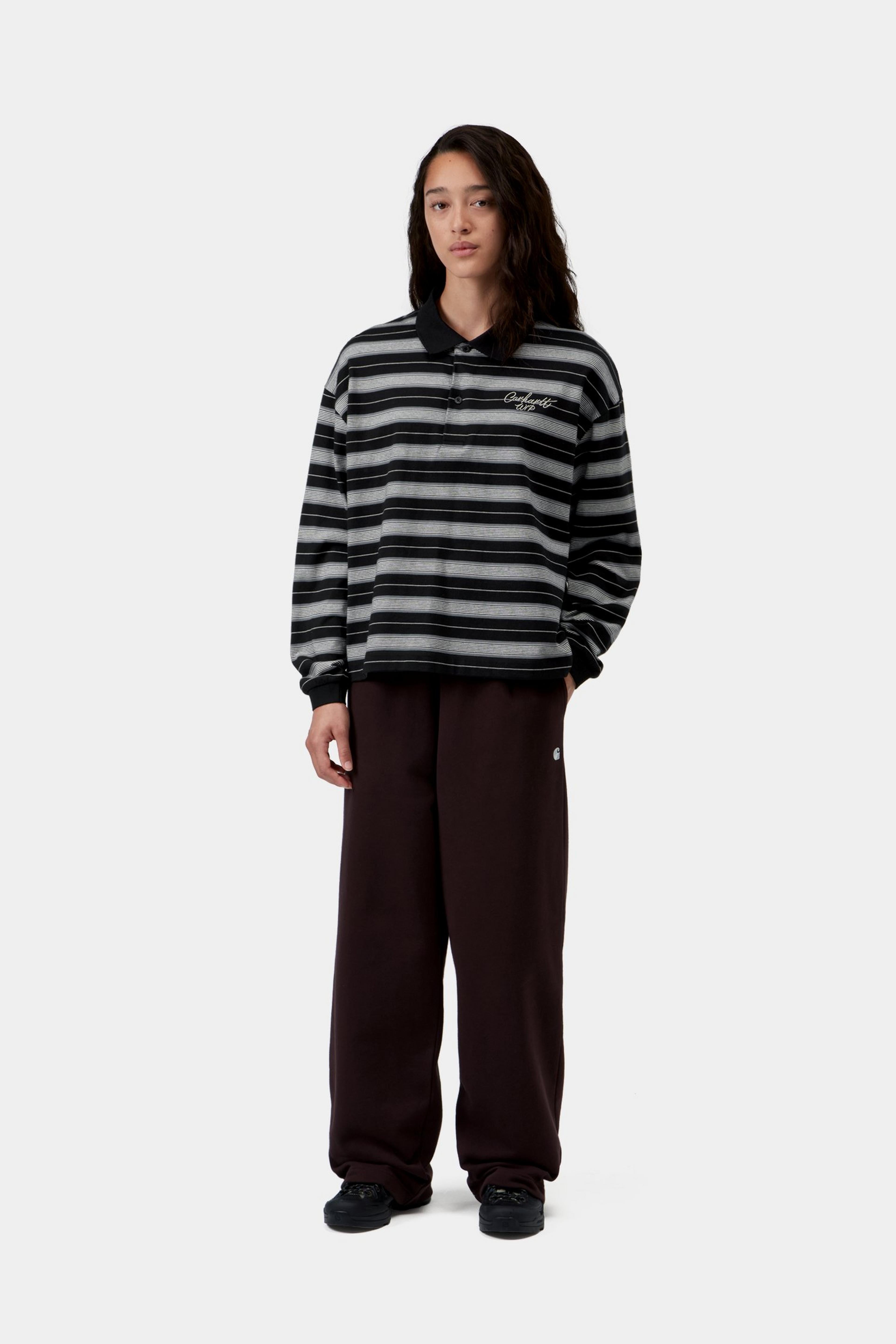 W' L/S Bronson Polo - Bronson Stripe, Black