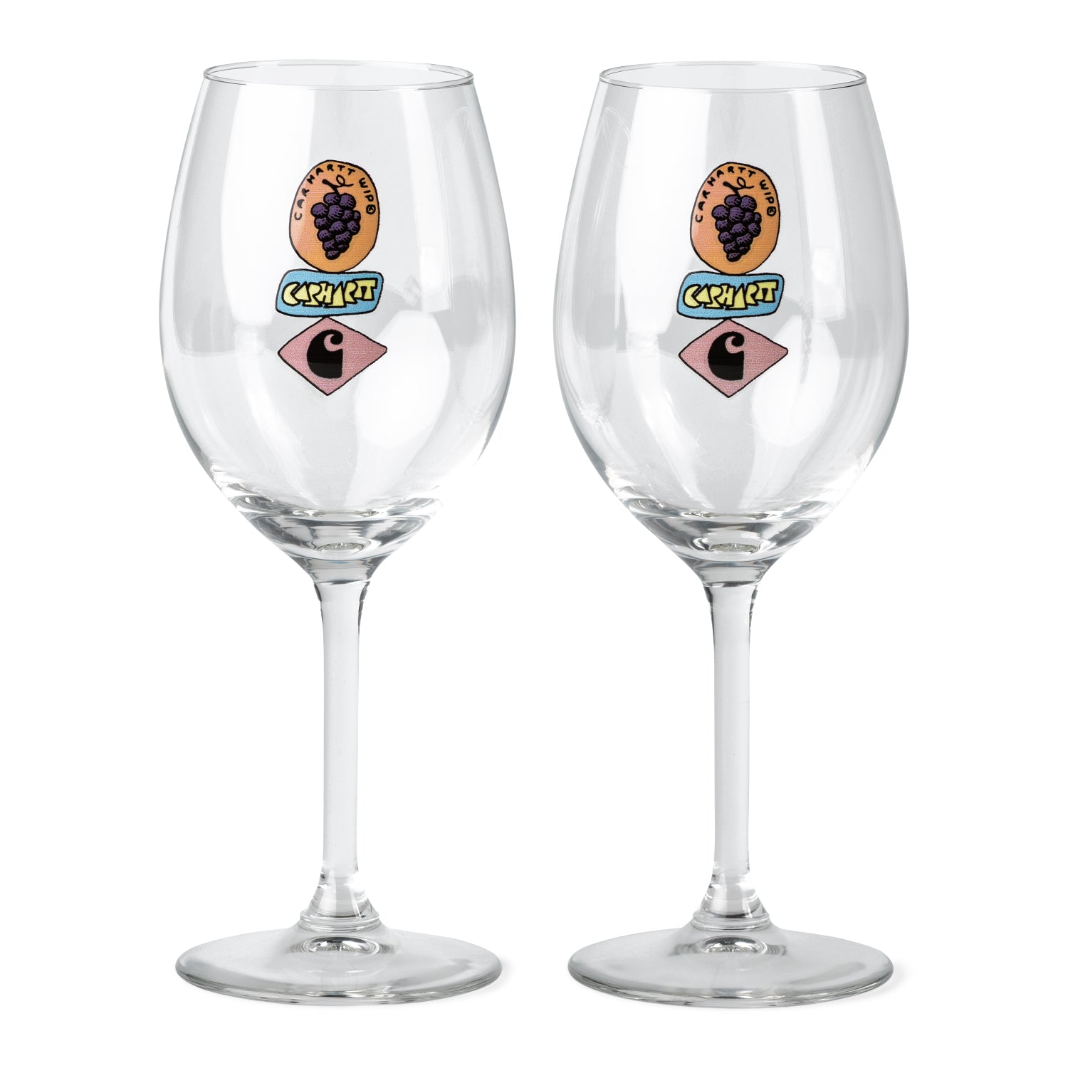 Stacked Grapes Wine Glass Set - Clear