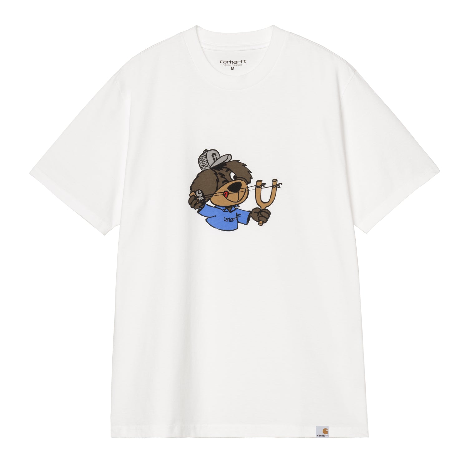S/S Slingshot T-Shirt - White, heavy enzyme wash