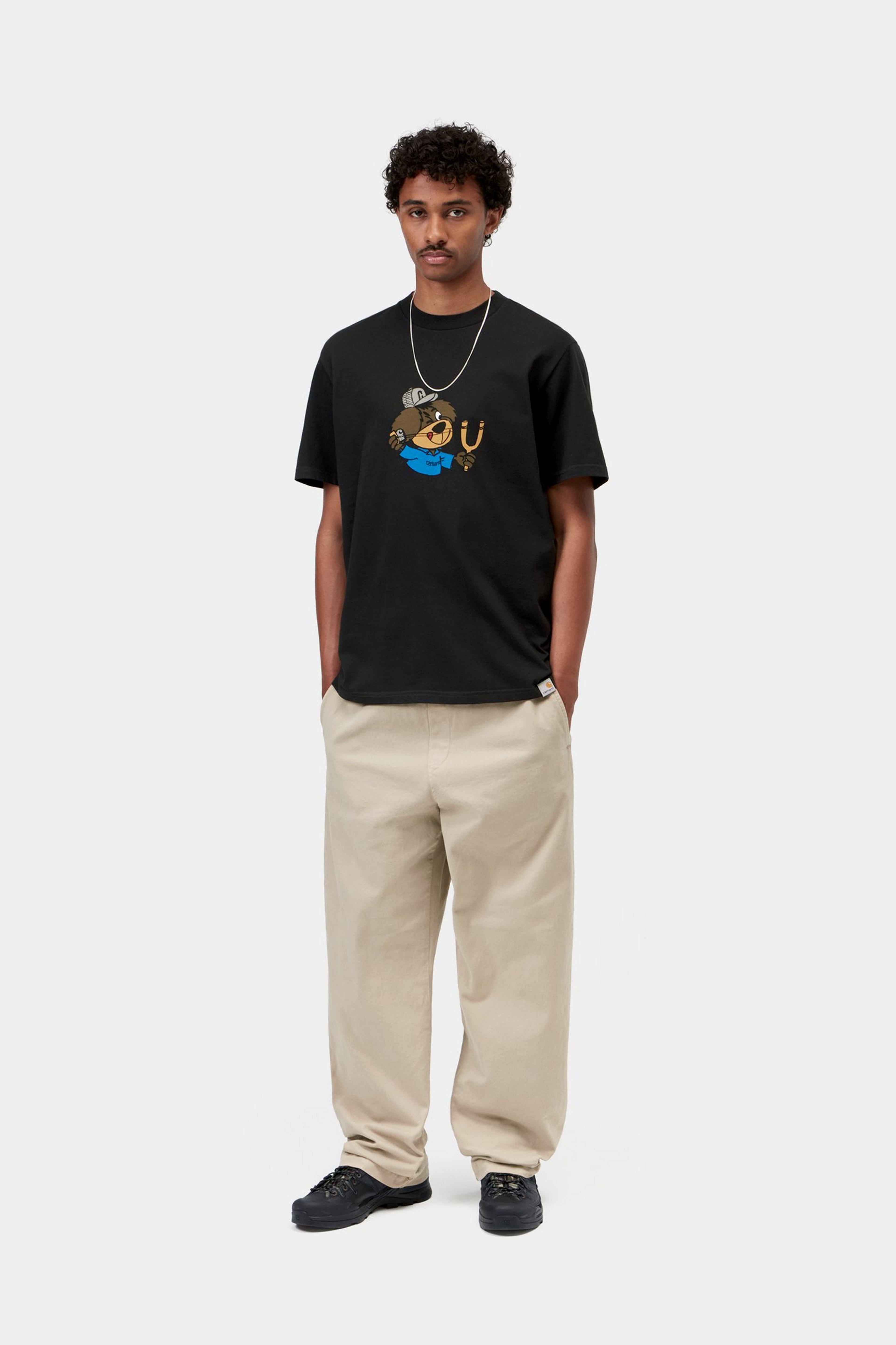 S/S Slingshot T-Shirt - Black, heavy enzyme wash