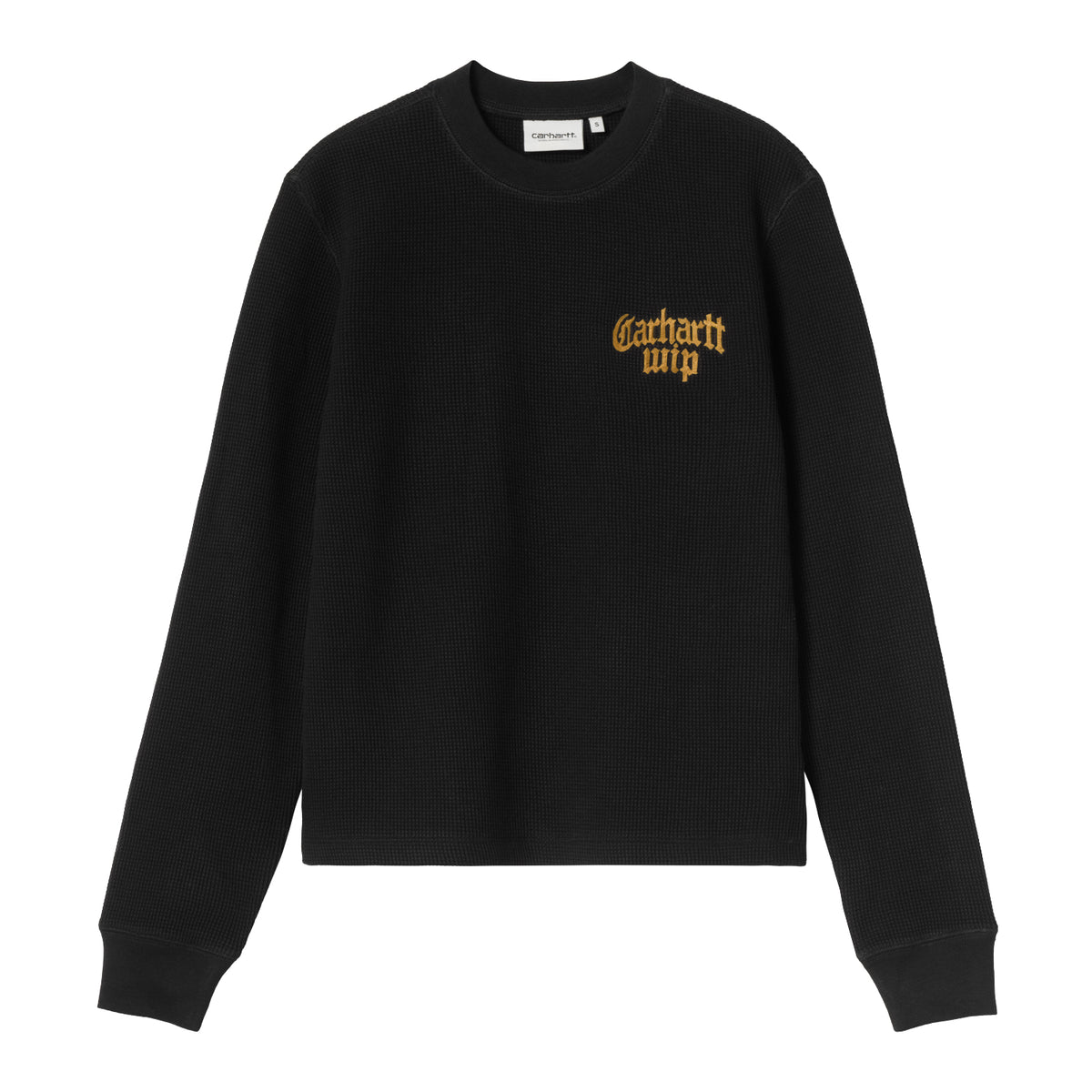 W' L/S Blackletter Waffle T-Shirt - Black / Yellow