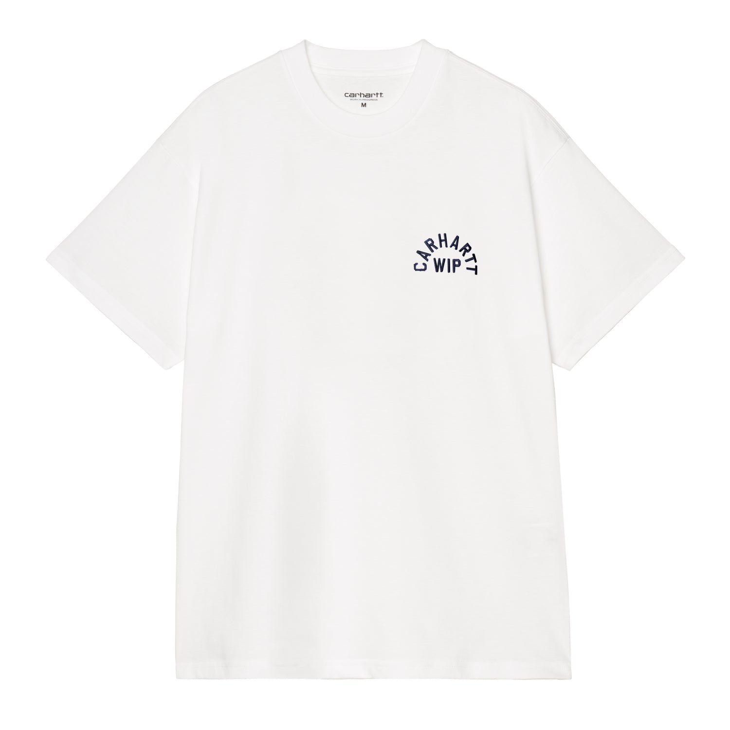 S/S Arch Script T-Shirt - White / Dark Navy