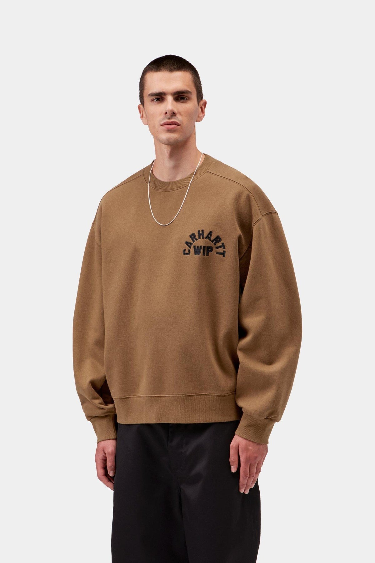Arch Script Sweatshirt - WIP H Brown / Black stone washed