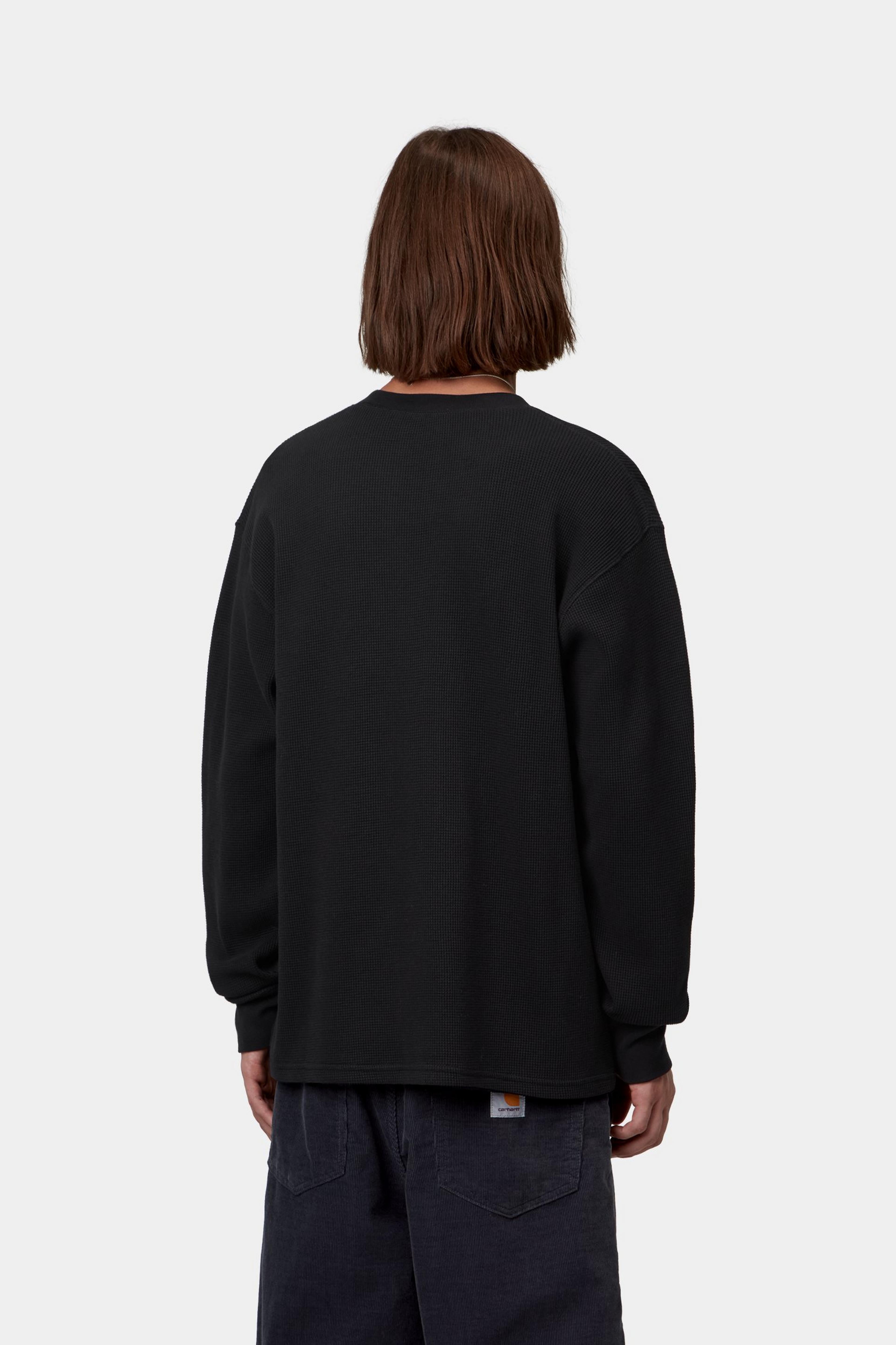 L/S Blackletter Waffle T-Shirt - Black / White 3