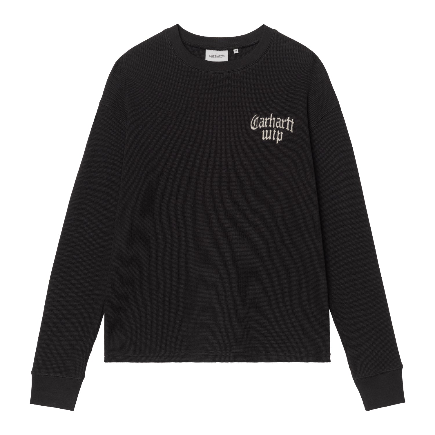 L/S Blackletter Waffle T-Shirt - Black / White 1