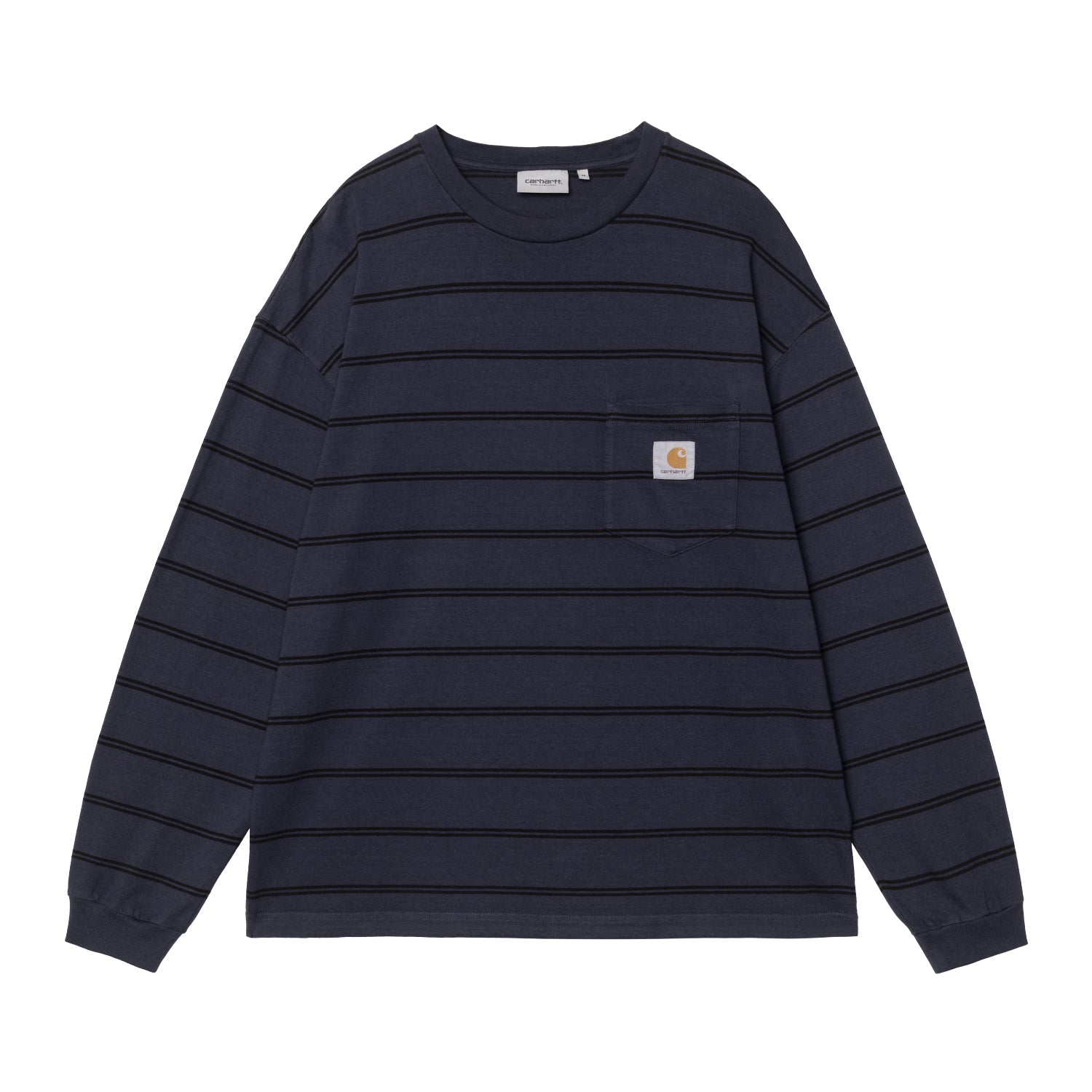 L/S Cardona Pocket T-Shirt - Cardona Stripe, Natural / Dark Navy, Garment dyed 1
