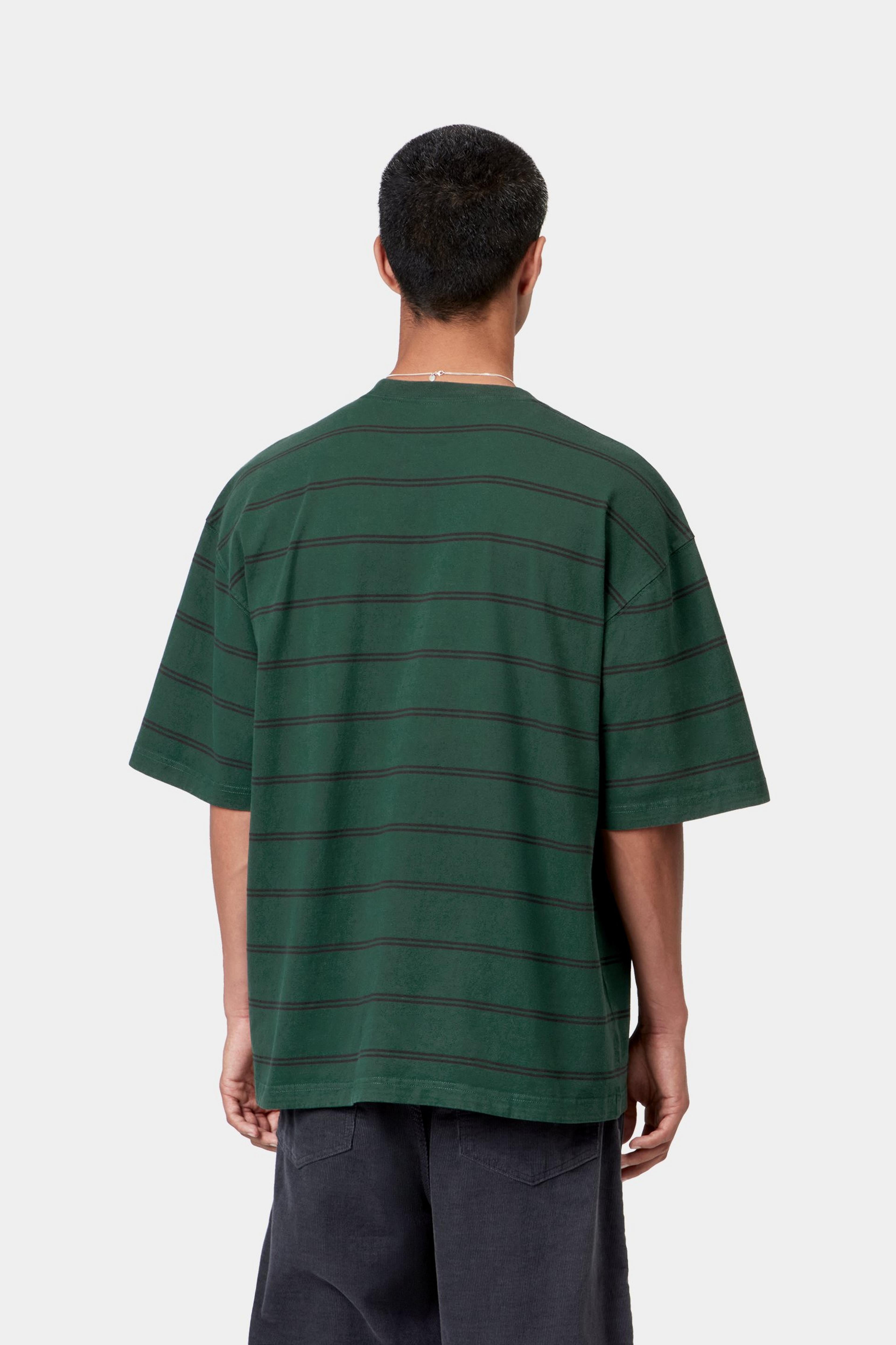 S/S Cardona Pocket T-Shirt - Cardona Stripe, Natural / Dark Scarab, Garment dyed 3