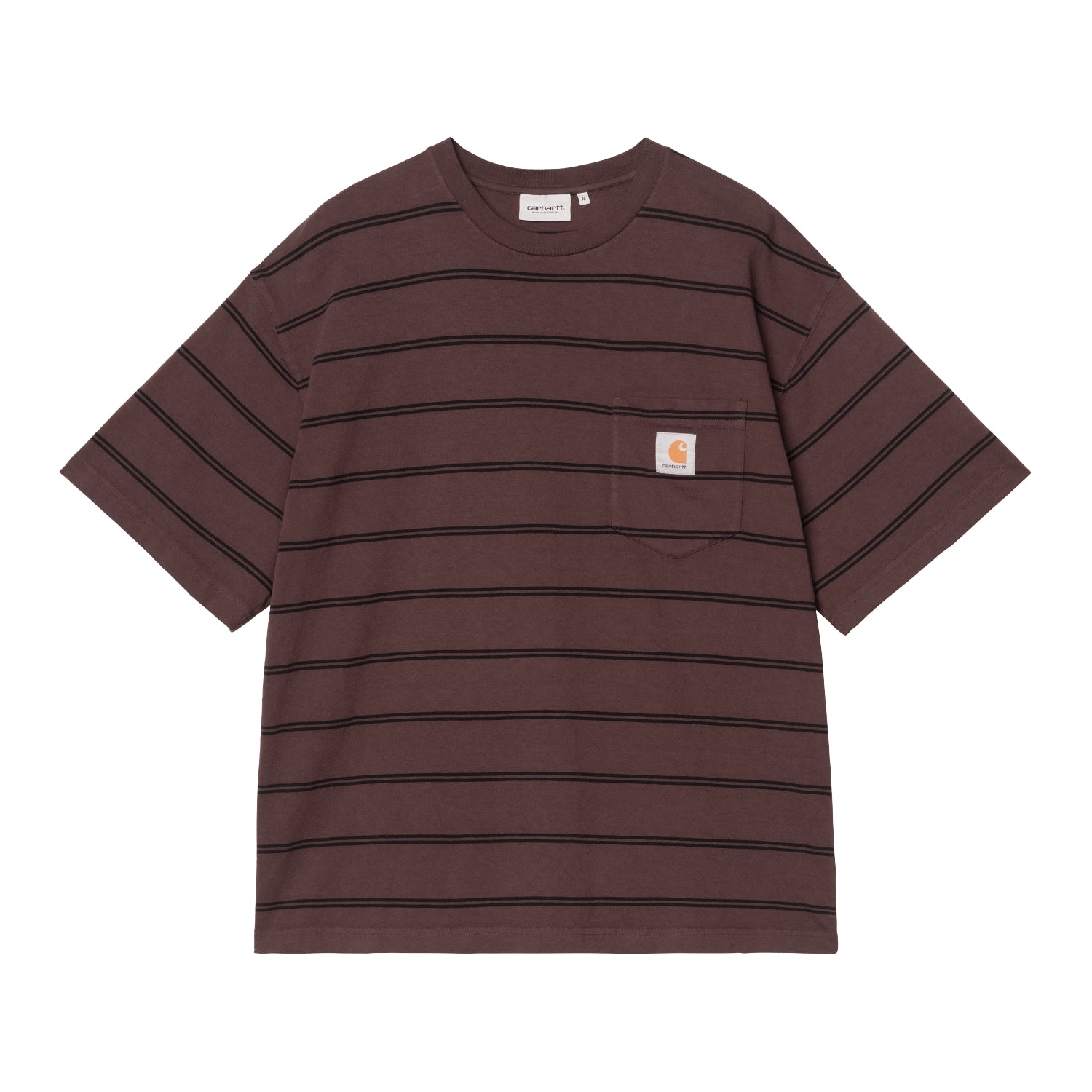 S/S Cardona Pocket T-Shirt - Cardona Stripe, Natural / Palisander, Garment dyed 1