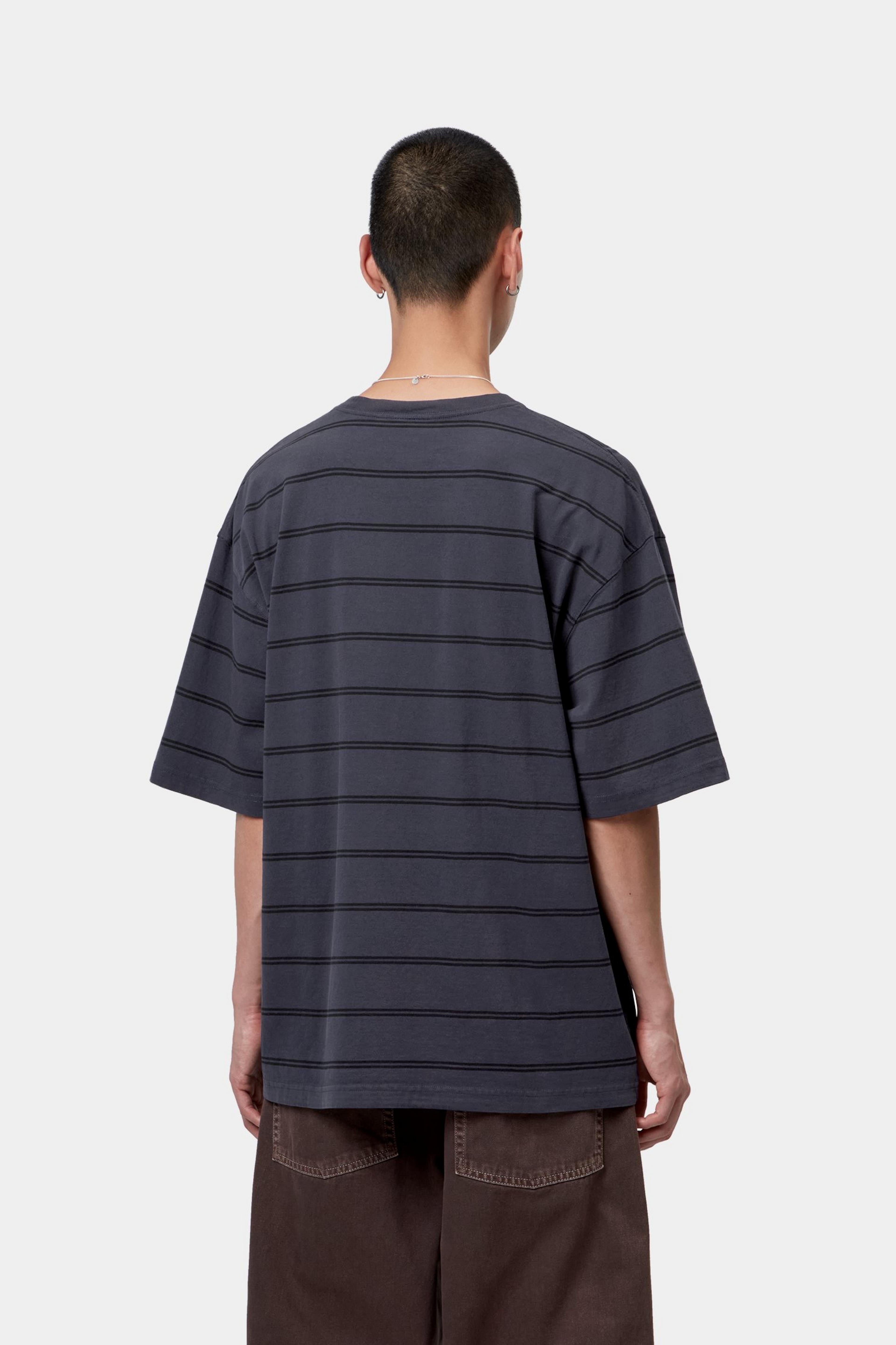 S/S Cardona Pocket T-Shirt - Cardona Stripe, Natural / Dark Navy, Garment dyed 3