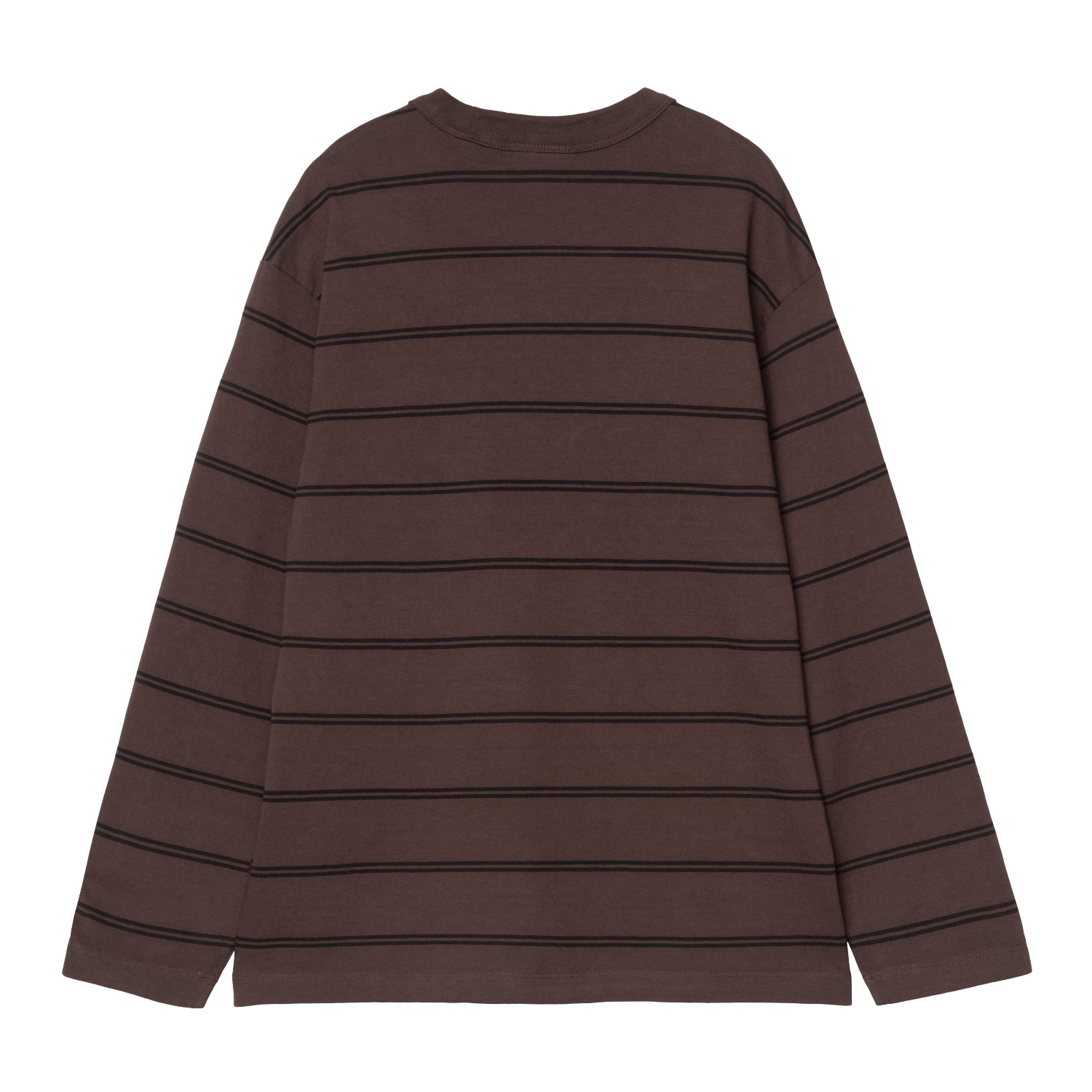 W’ L/S Cardona Pocket T-Shirt - Cardona Stripe, Natural / Palisander, Garment dyed 5