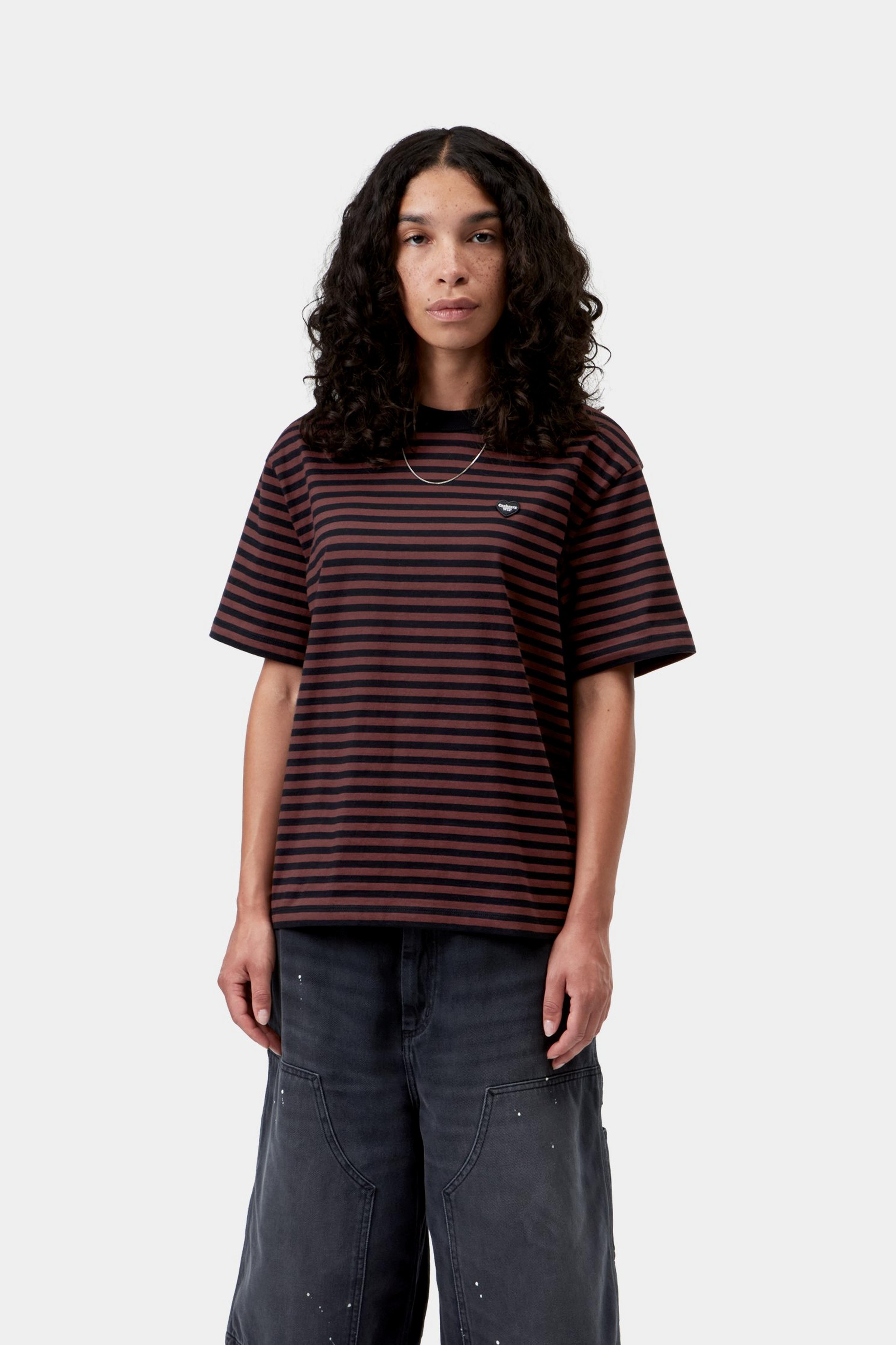 W' S/S Essy T-Shirt - Essy Stripe Black/Amarone