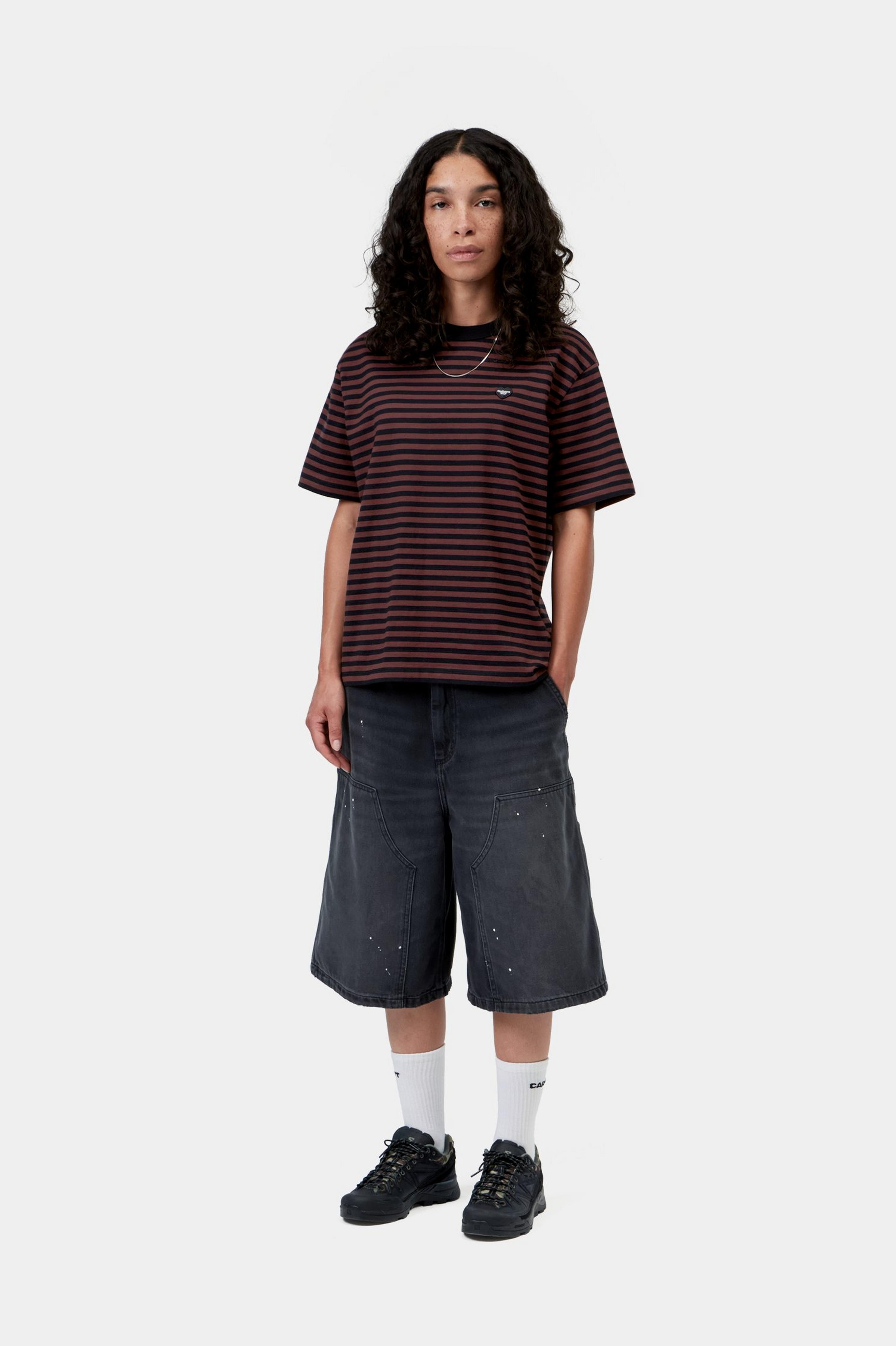 W' S/S Essy T-Shirt - Essy Stripe Black/Amarone