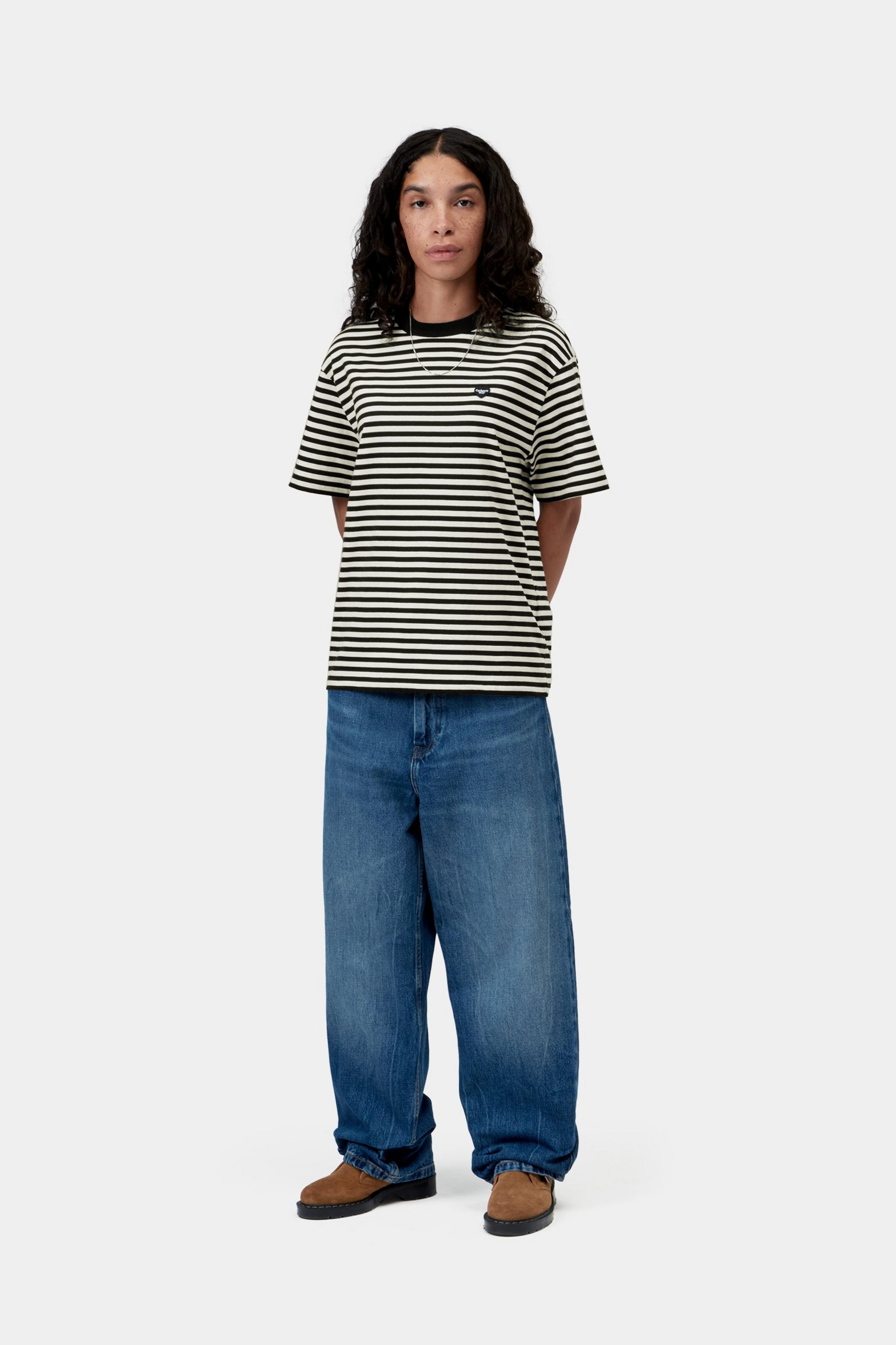 W' S/S Essy T-Shirt - Essy Stripe Black/Wax