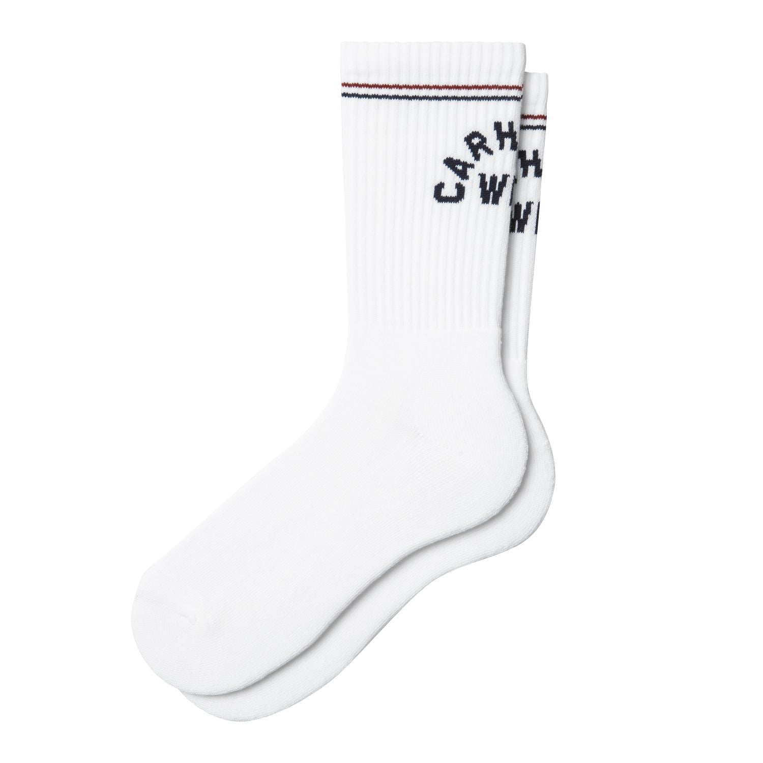 Arch Script Socks - White / Dark Navy