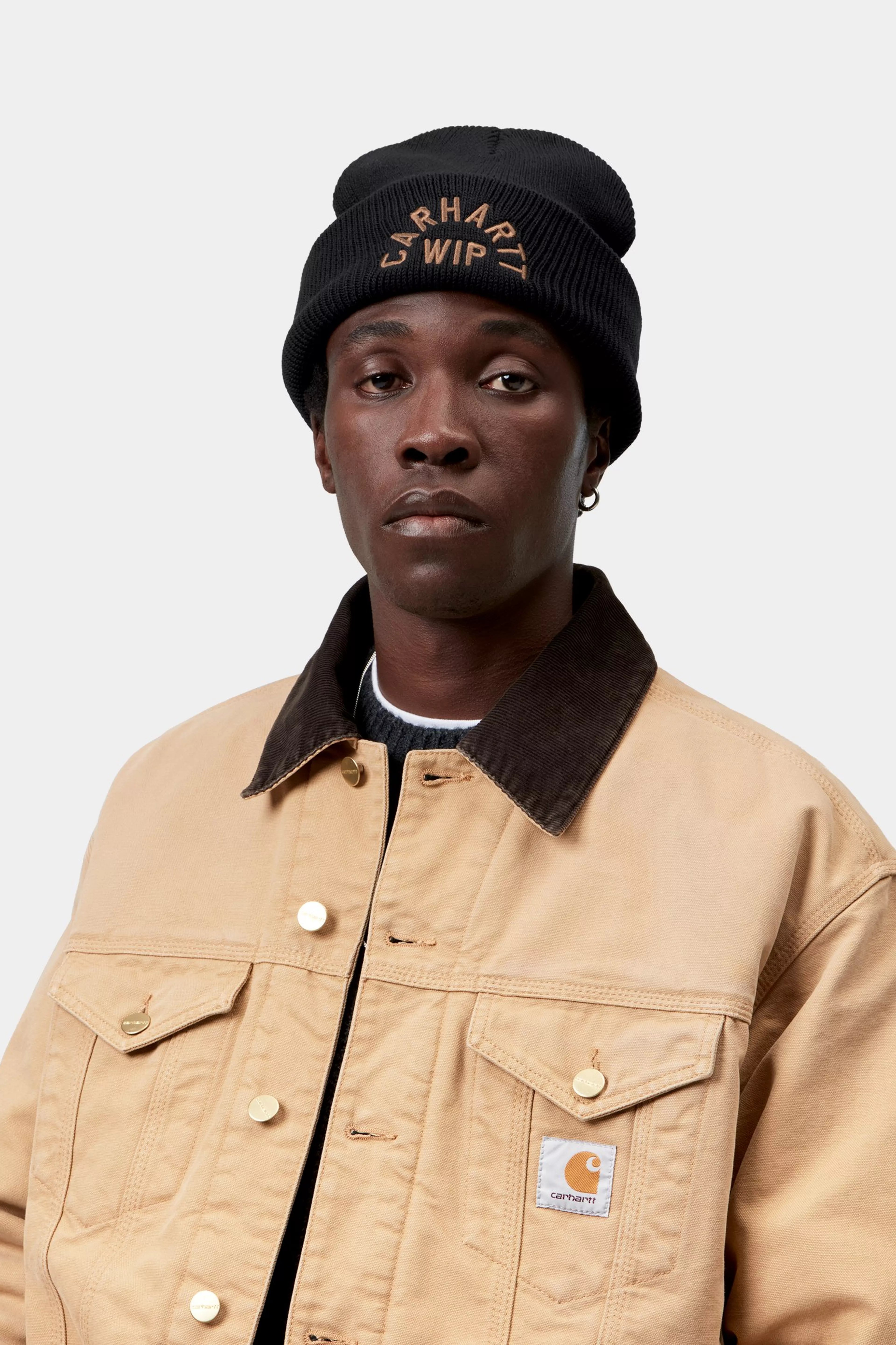 Arch Script Beanie - Black / WIP H Brown