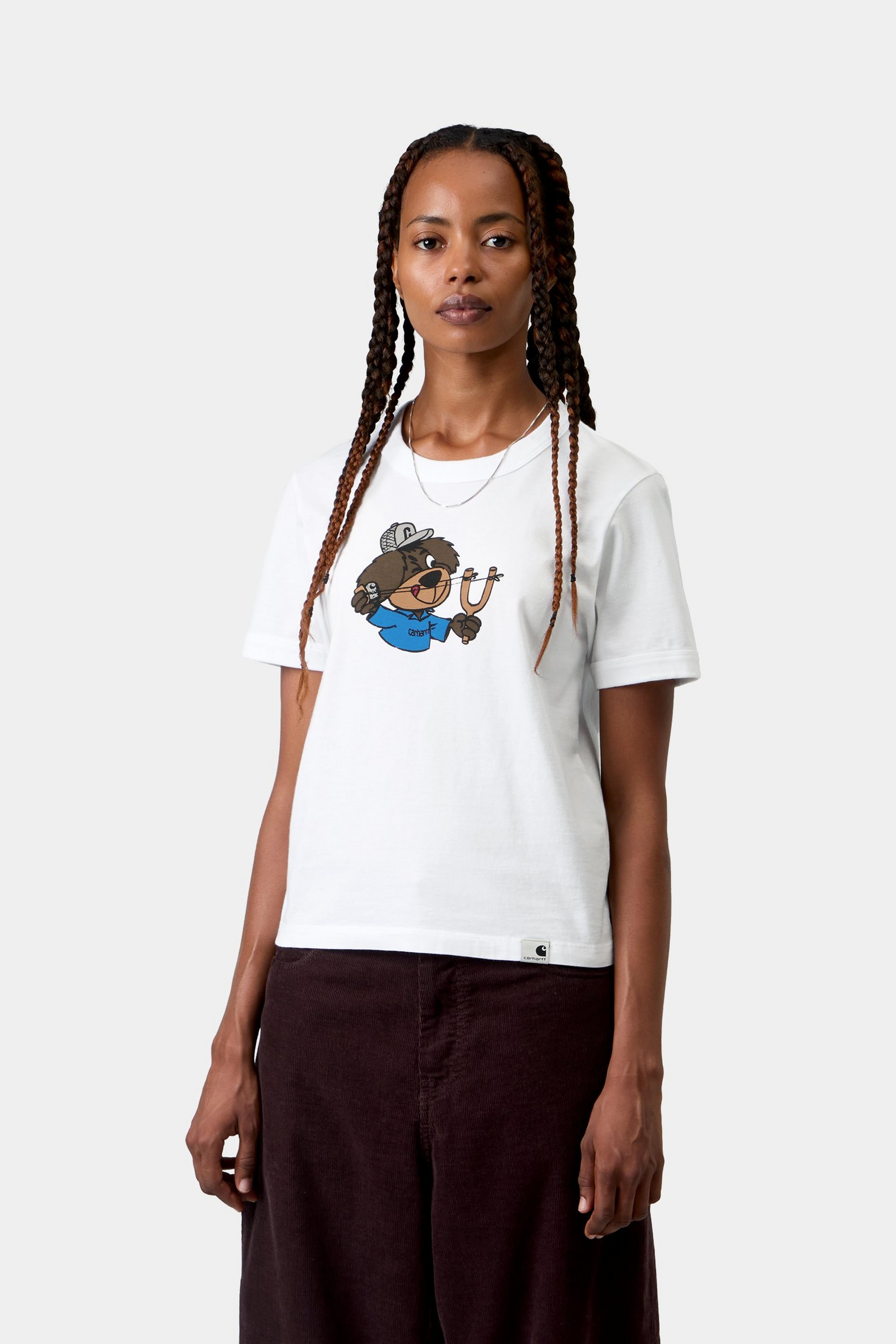 W' S/S Slingshot T-Shirt - White, heavy stone wash