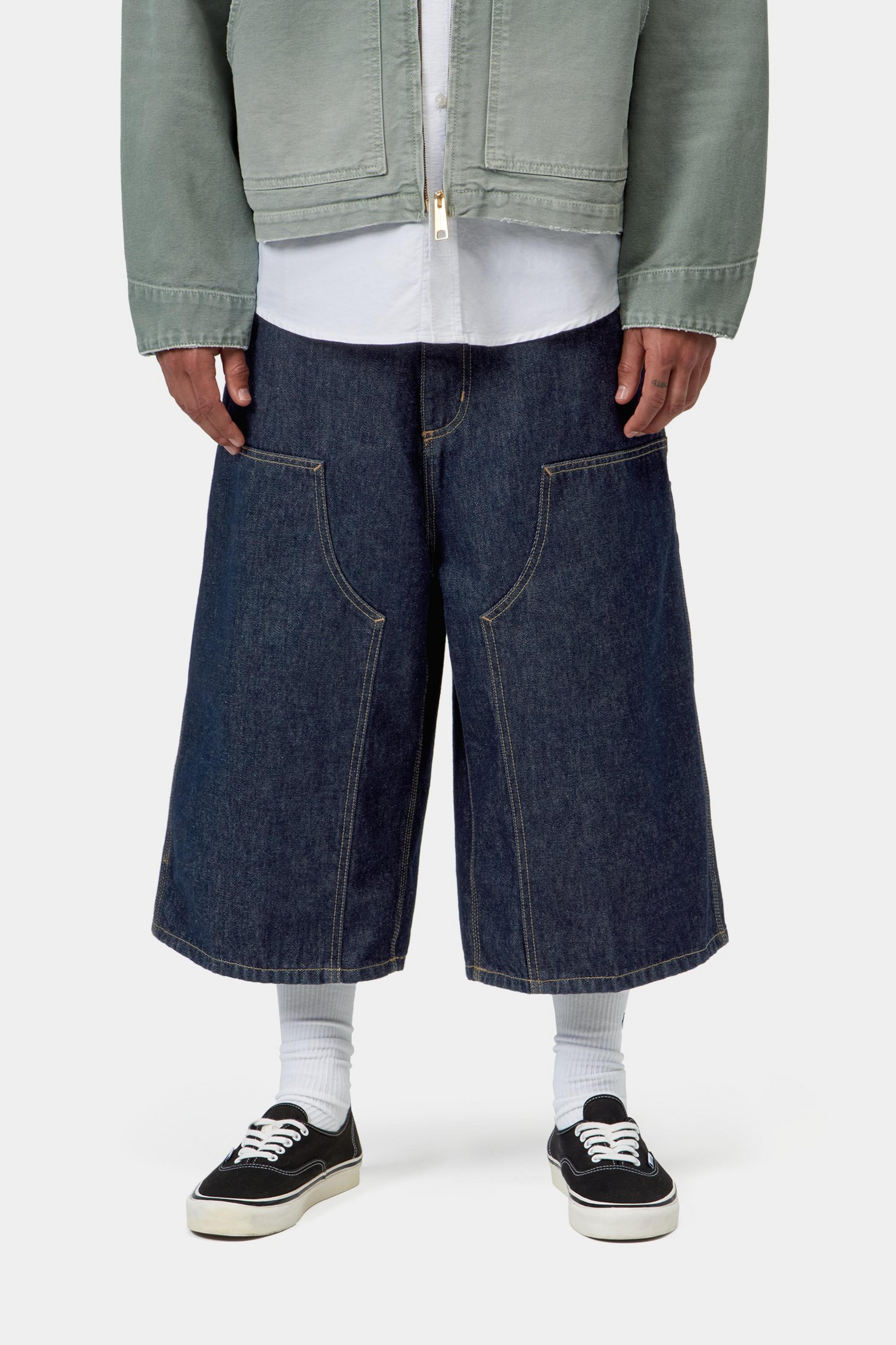 OG Double Knee Short (Long) - Blue, Rinsed