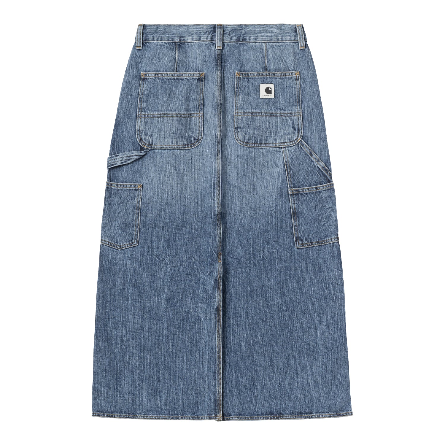 W' Double Knee Skirt Long - Blue, marble used wash
