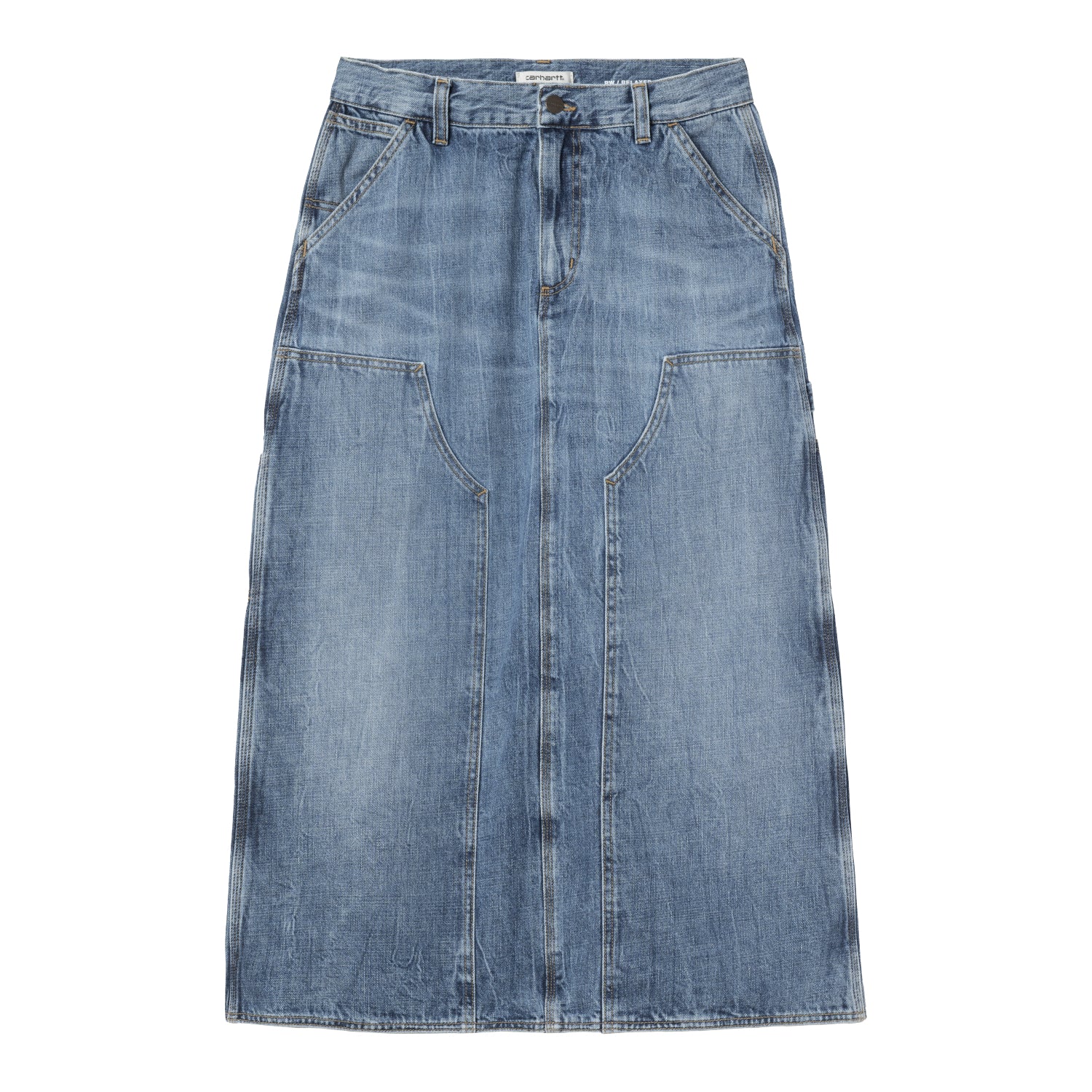W' Double Knee Skirt Long - Blue, marble used wash