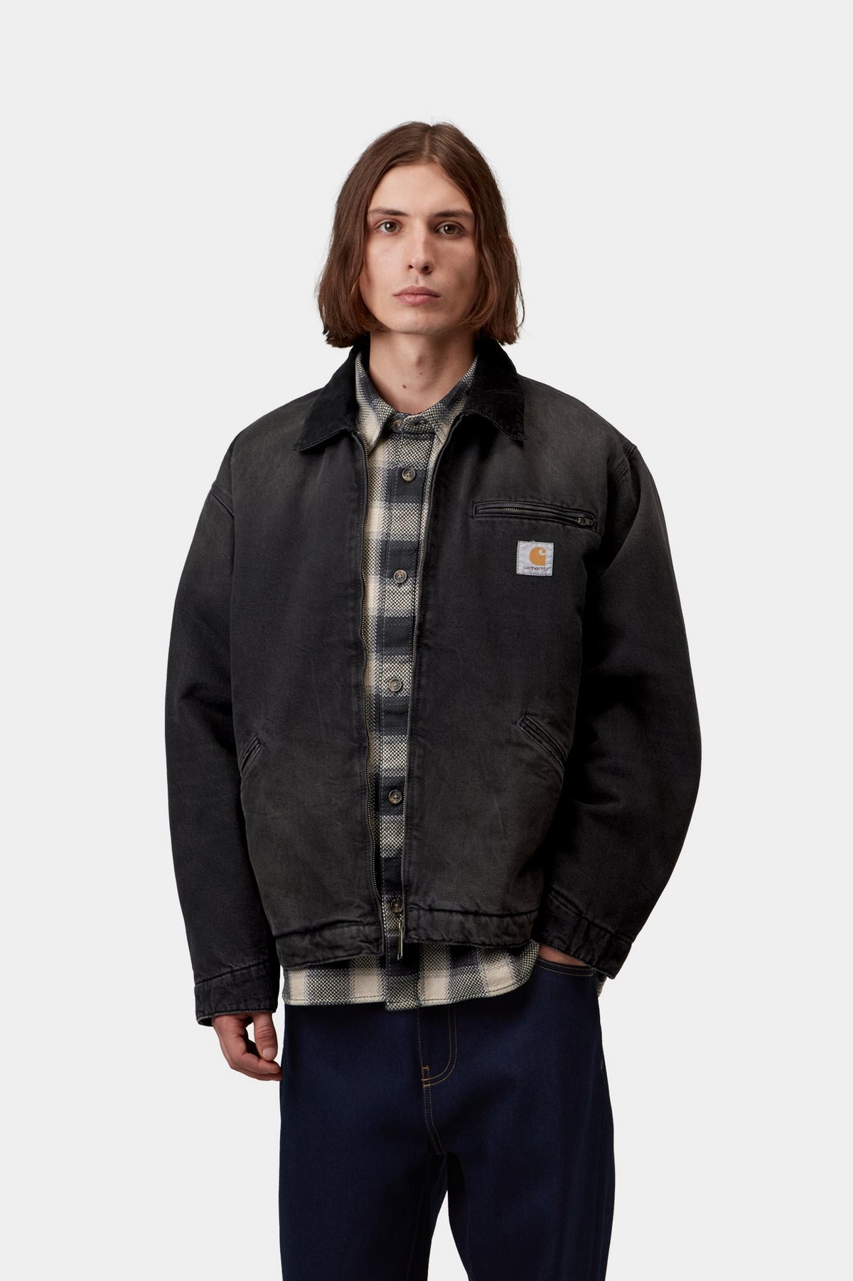 OG Detroit Jacket - Black / Black tobacco used wash
