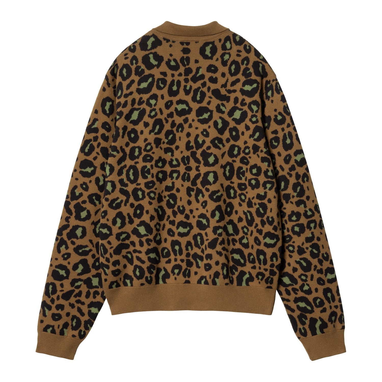 L/S ARLO POLO - Camo Leo Jacquard, Tamarind / Black