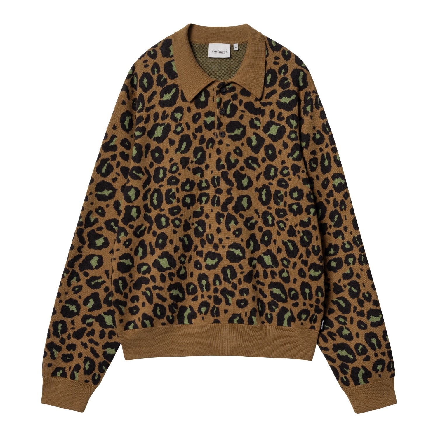 L/S ARLO POLO - Camo Leo Jacquard, Tamarind / Black