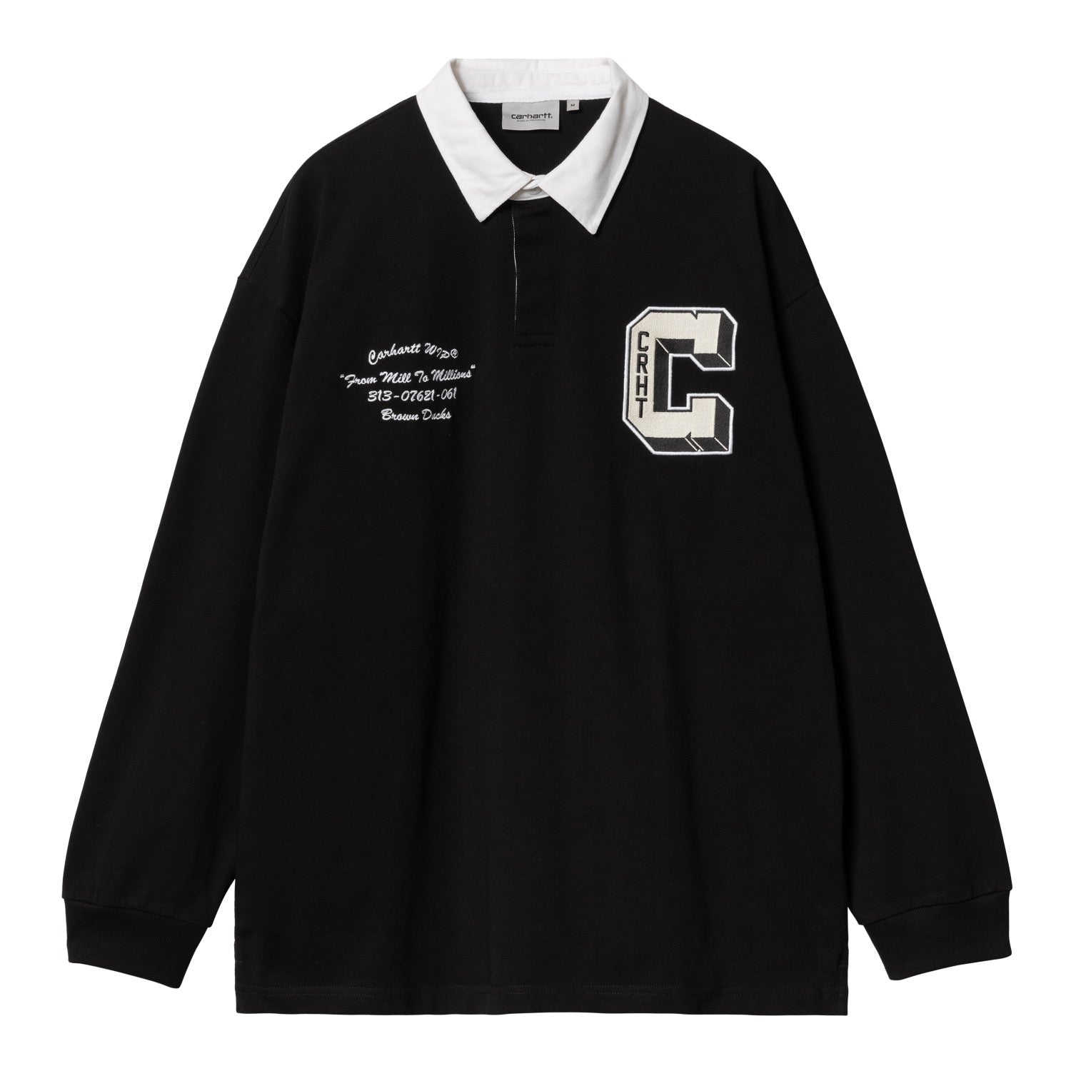 L/S BROWN DUCKS RUGBY SHIRT - Black / White