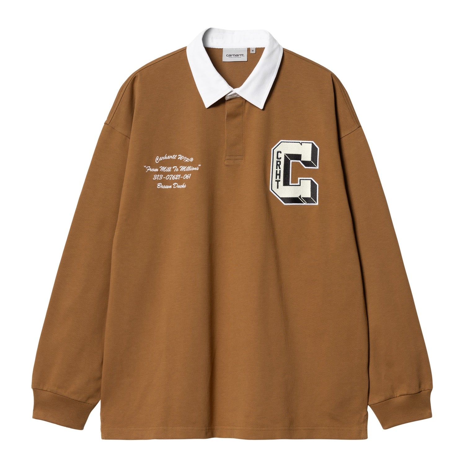 L/S BROWN DUCKS RUGBY SHIRT - Hamilton Brown / White