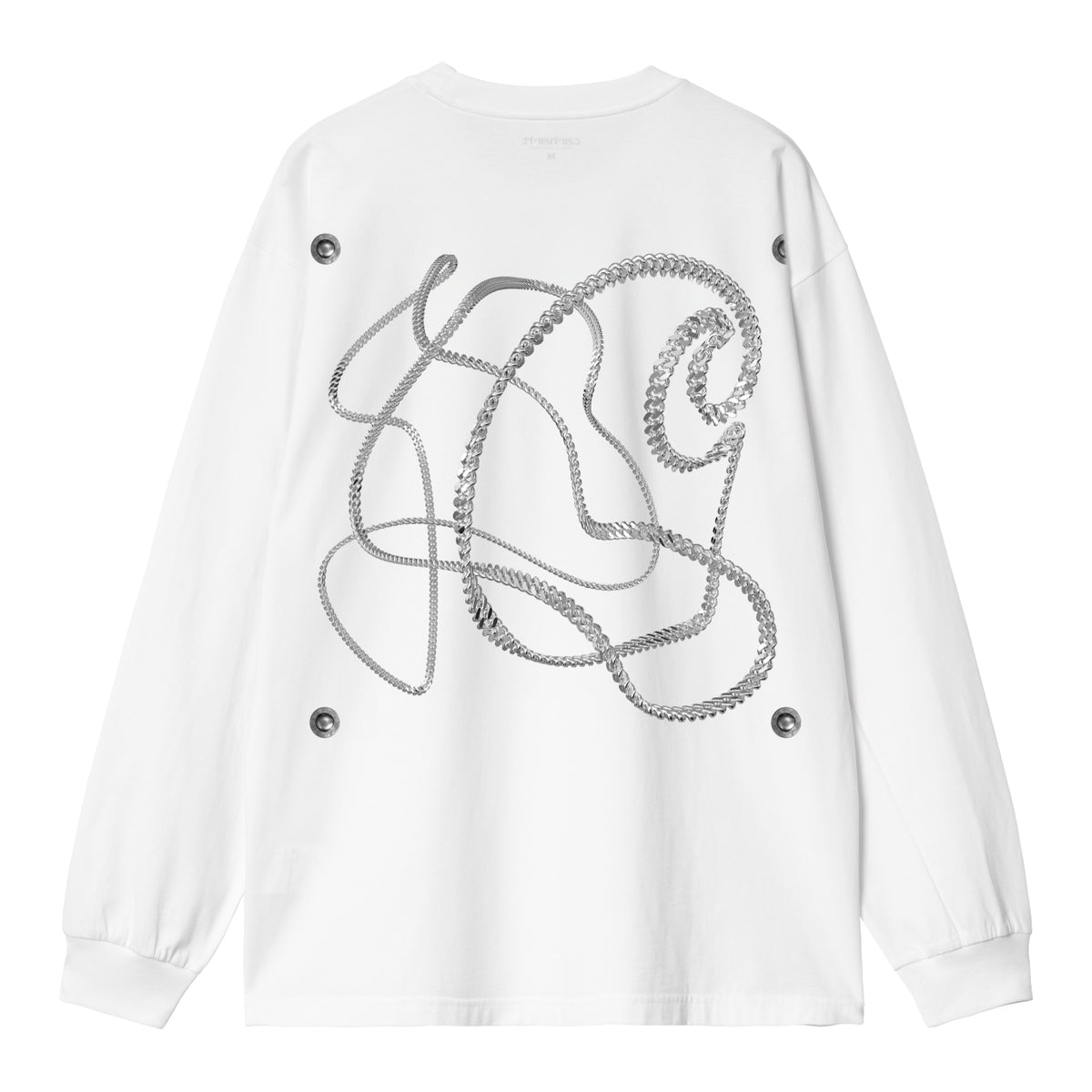L/S CHAIN LINK T-SHIRT - White / Silver 5