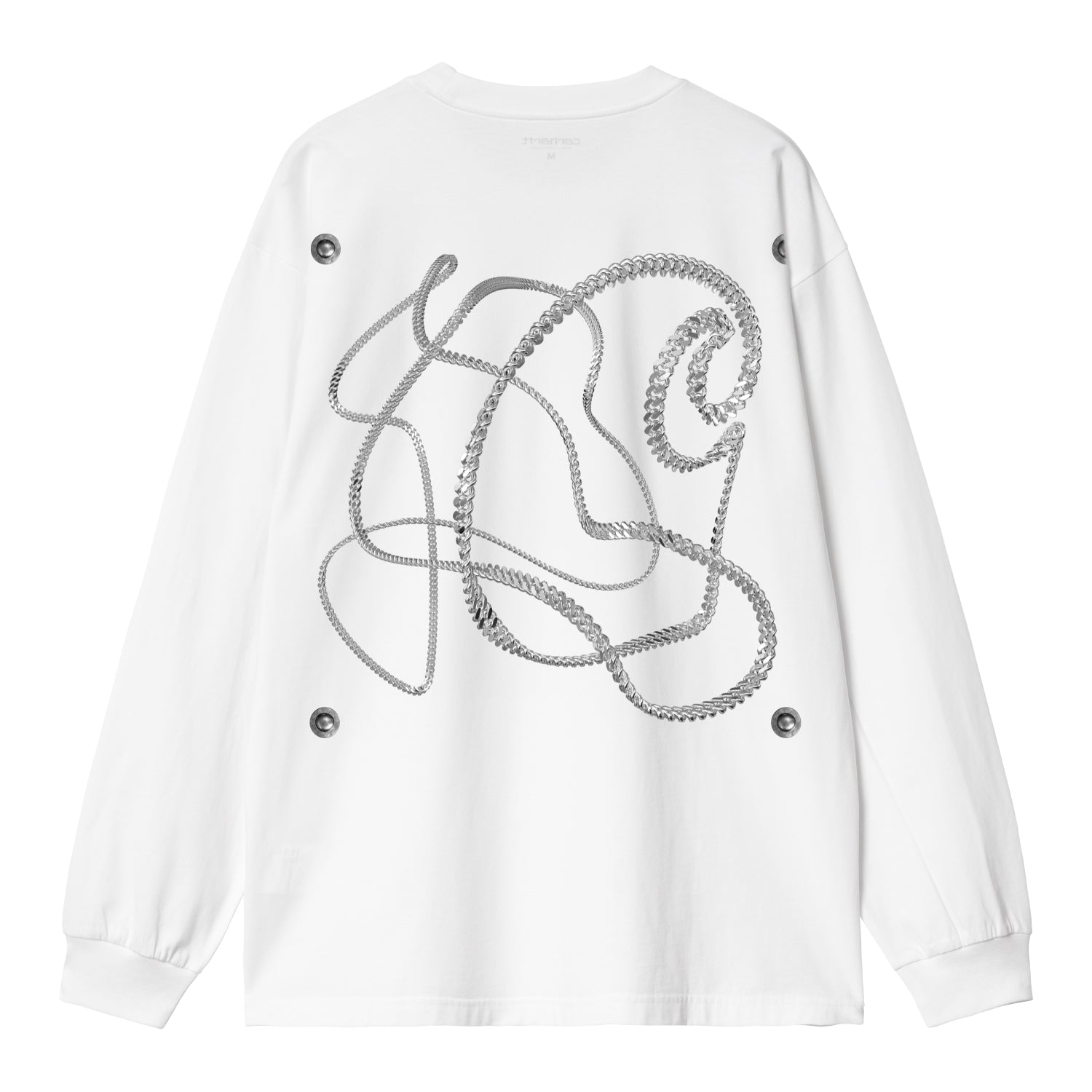 L/S CHAIN LINK T-SHIRT - White / Silver