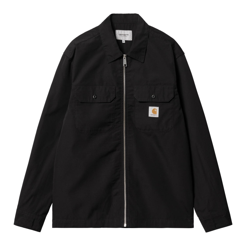 L/S CRAFT ZIP SHIRT - Black (rinsed)