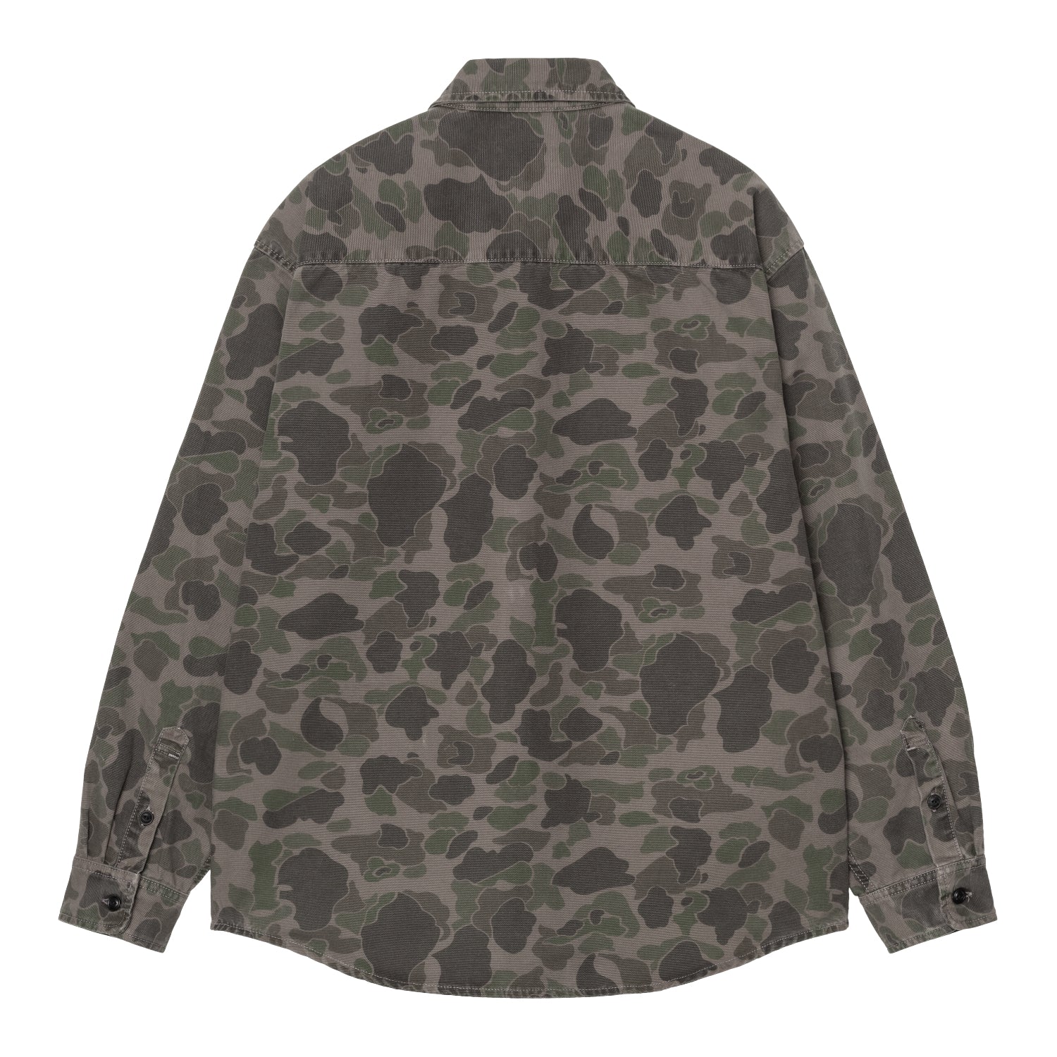 L/S DUCK SHIRT  - Camo Duck, Green / Porphyry, Garment dyed