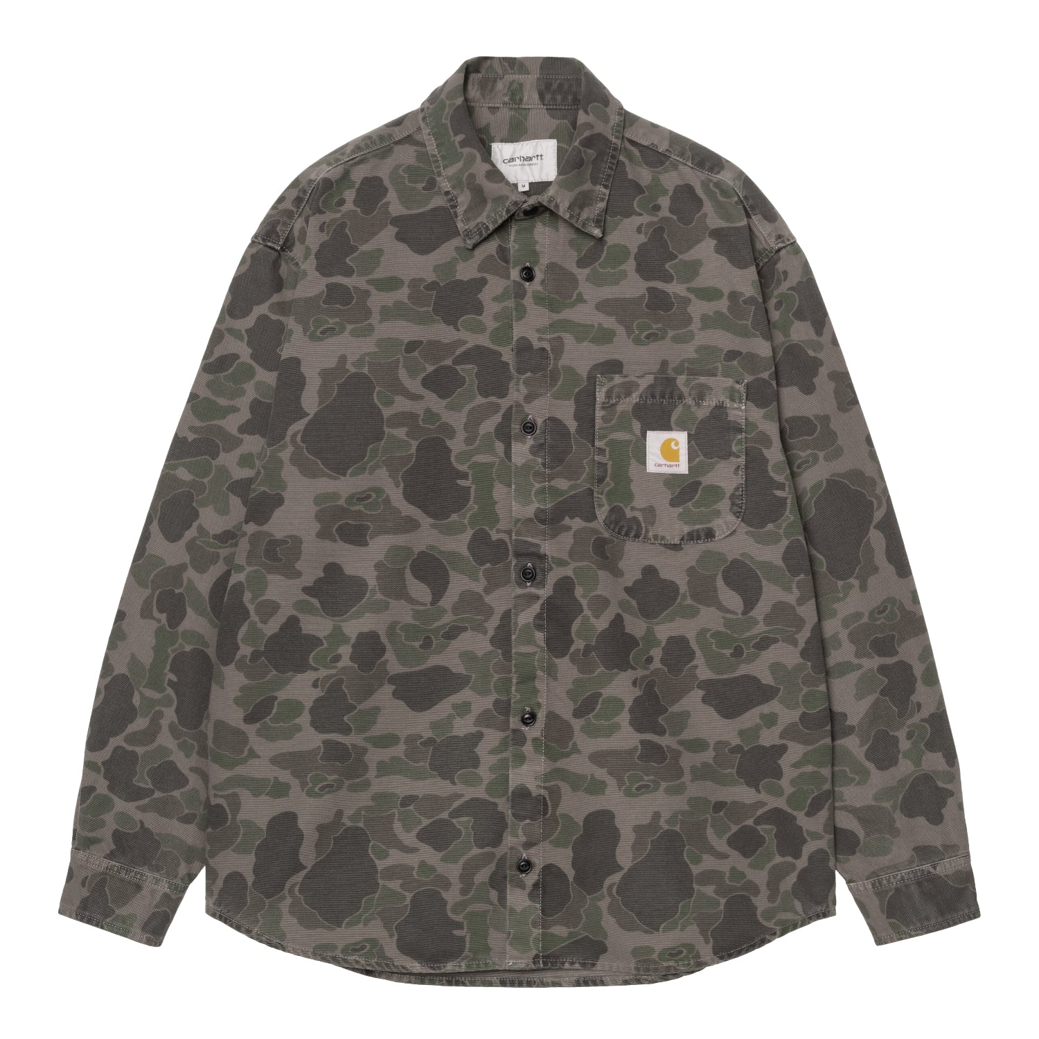 L/S DUCK SHIRT  - Camo Duck, Green / Porphyry, Garment dyed