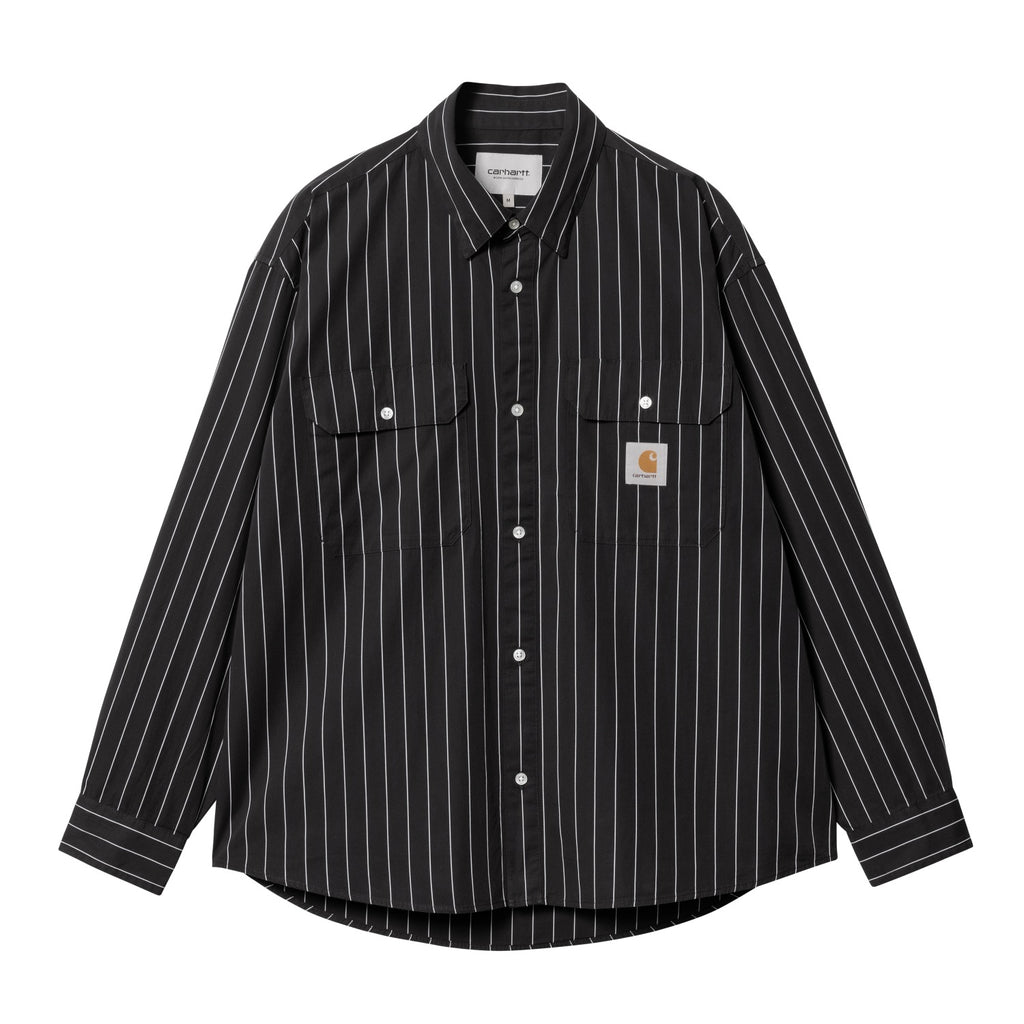 L/S ORLEAN SHIRT - Orlean Stripe, Black / White